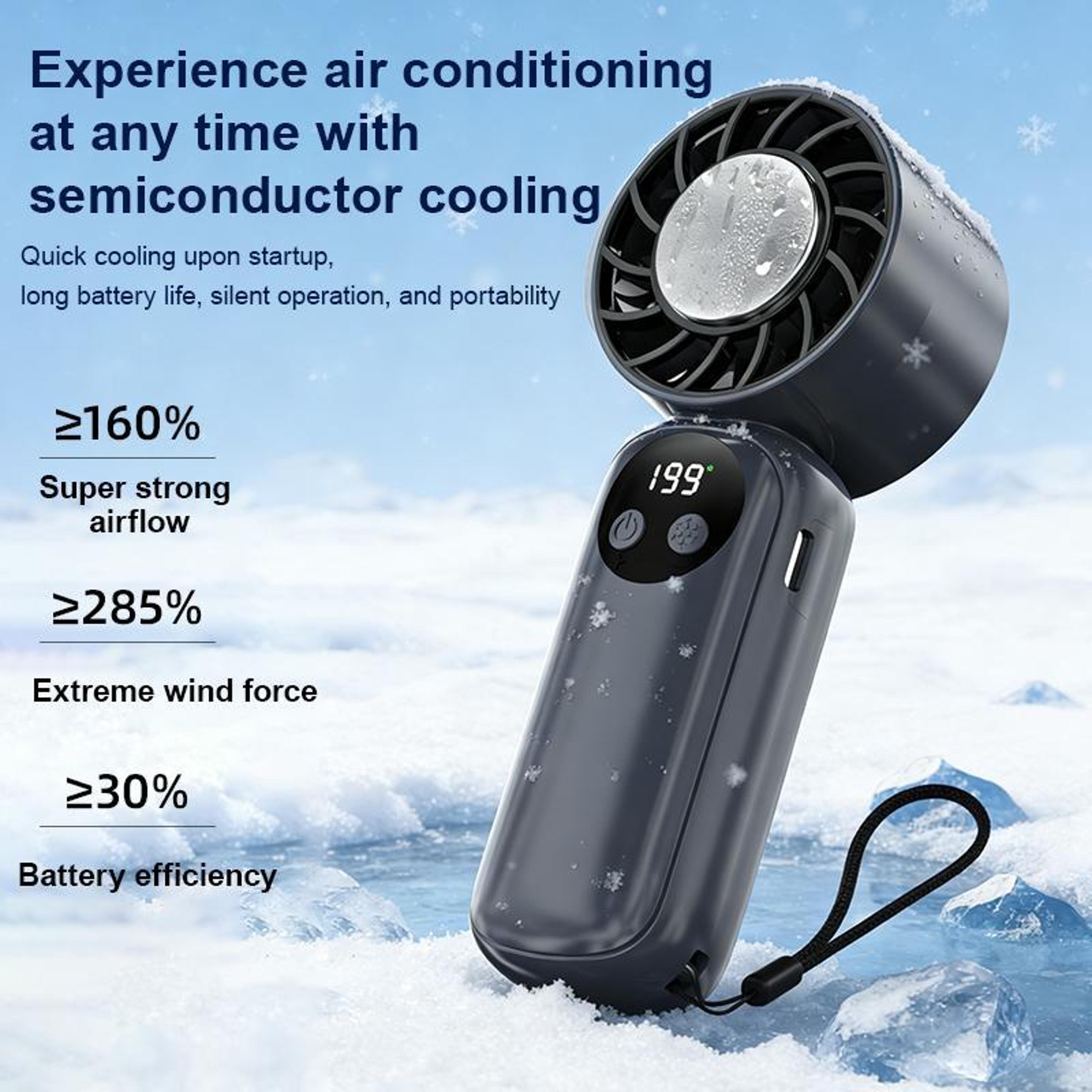 Mini Ice Cooling Handheld Fan With Digital Display 199 Speed Portable Rechargeable USB Fan 2