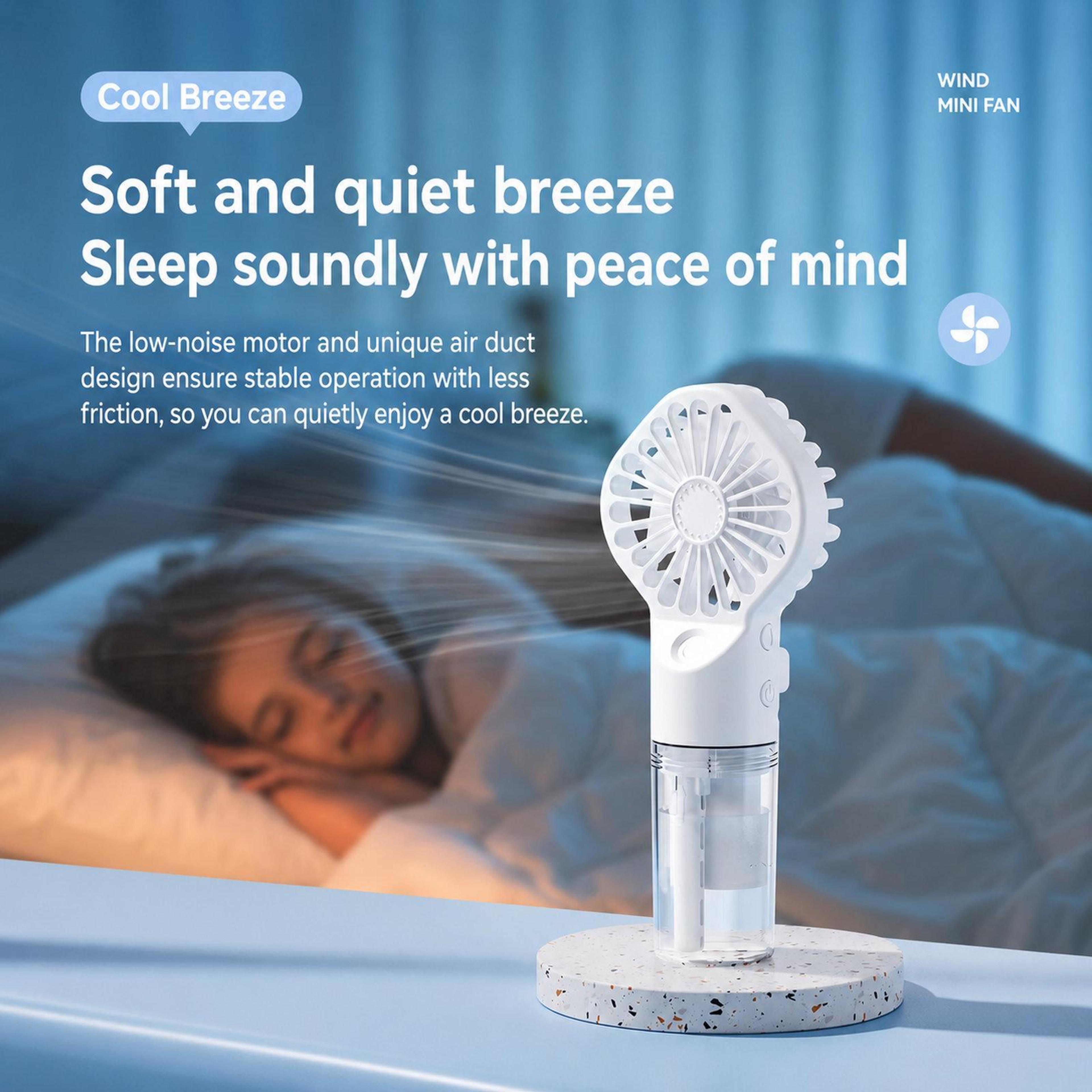 Portable Handheld Misting Fan Type C Rechargeable Personal Cooling Fan With Face Mister 8