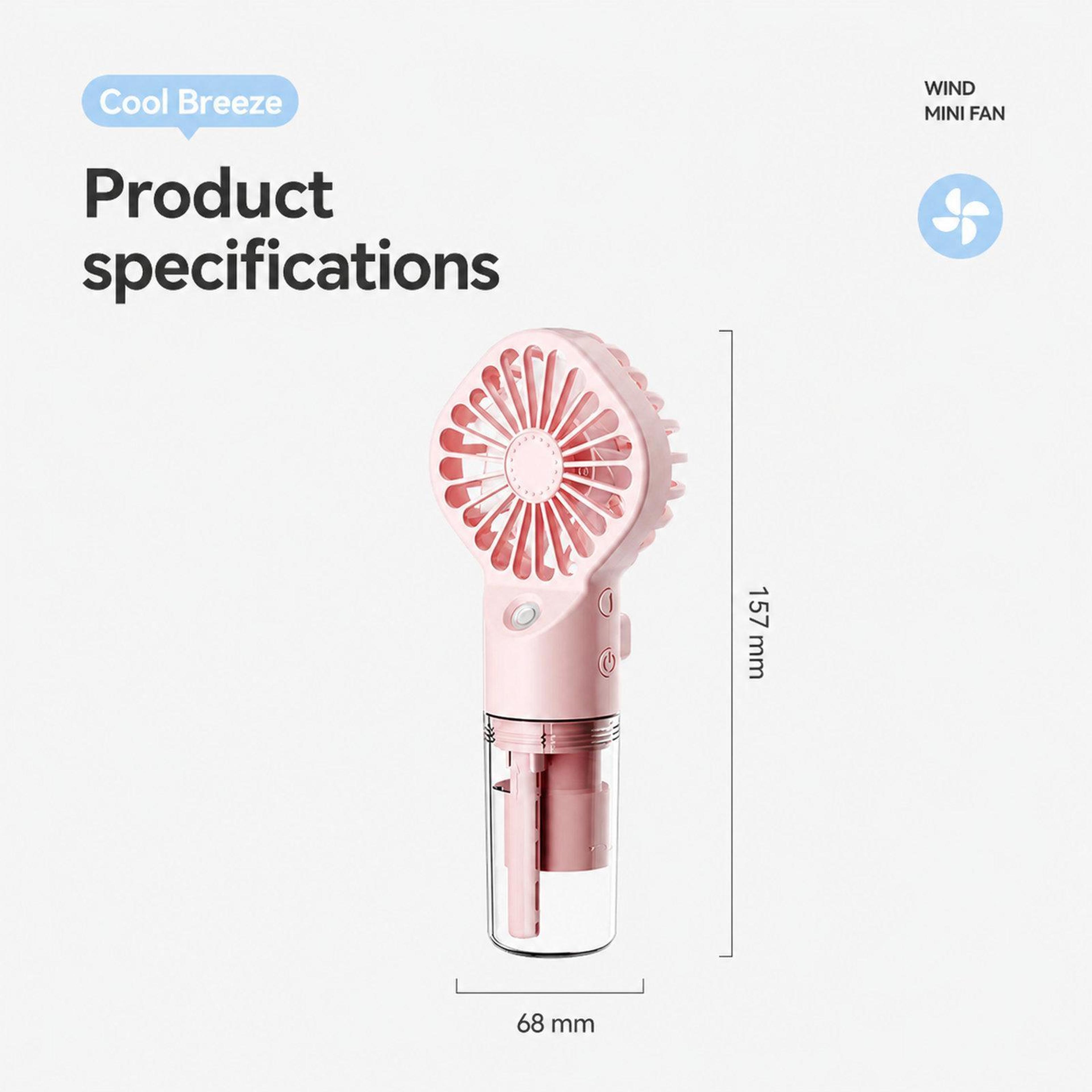 Portable Handheld Misting Fan Type C Rechargeable Personal Cooling Fan With Face Mister 9