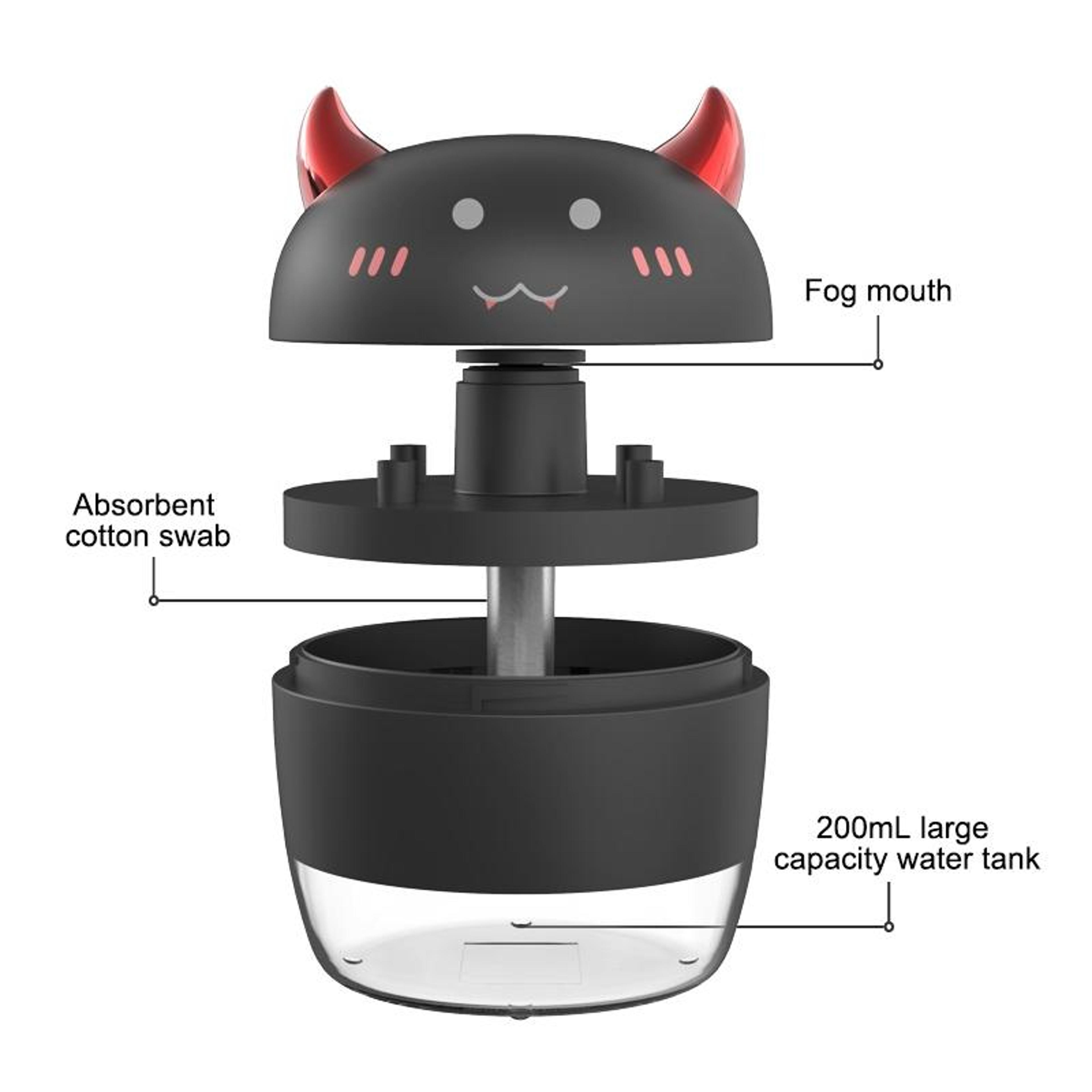 Devil Portable Humidifier USB Mini Air Humidifier With Colorful Night Light 7
