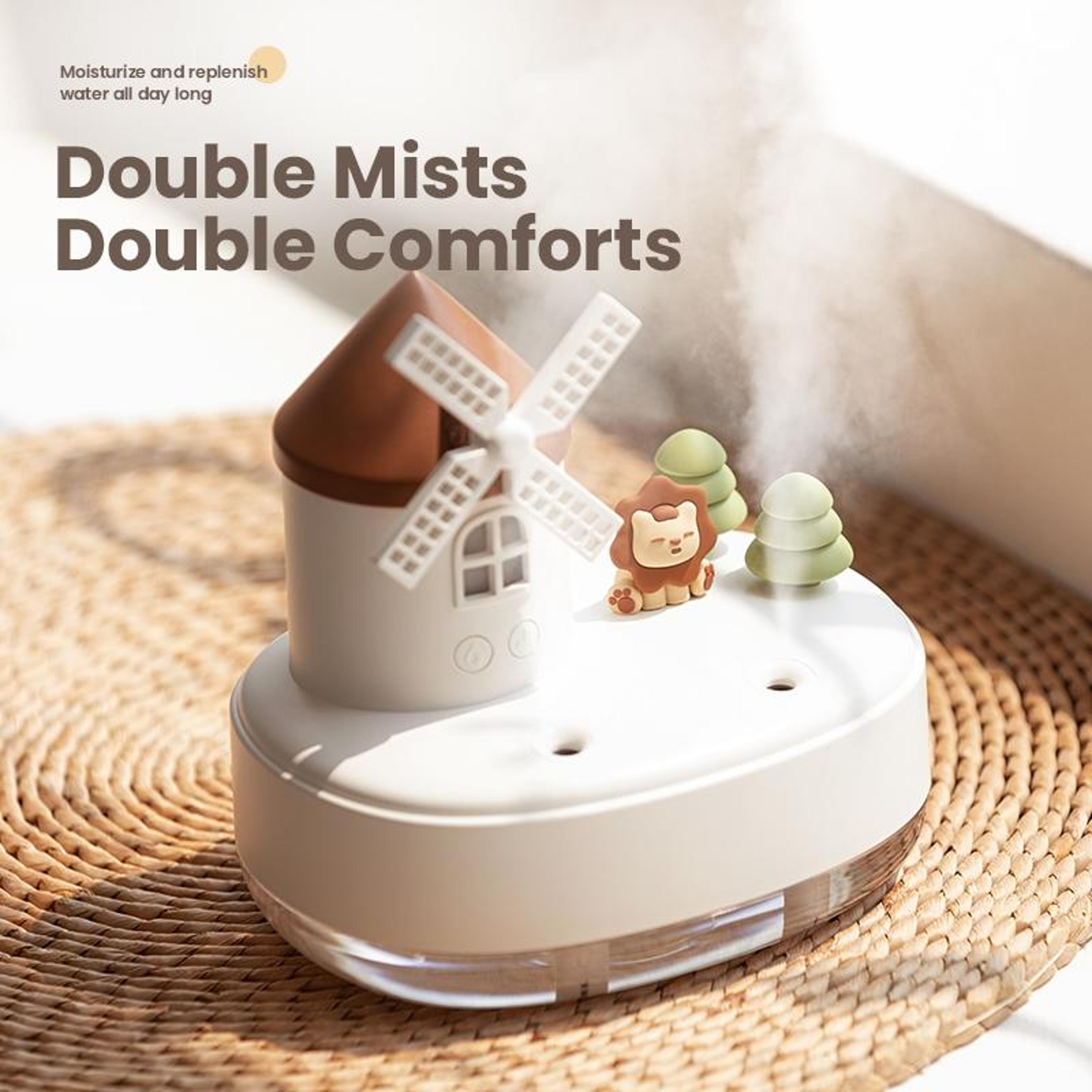 Wireless Mini Desktop Humidifier With Dual Mist LED Light Music Box And Windmill Design 3