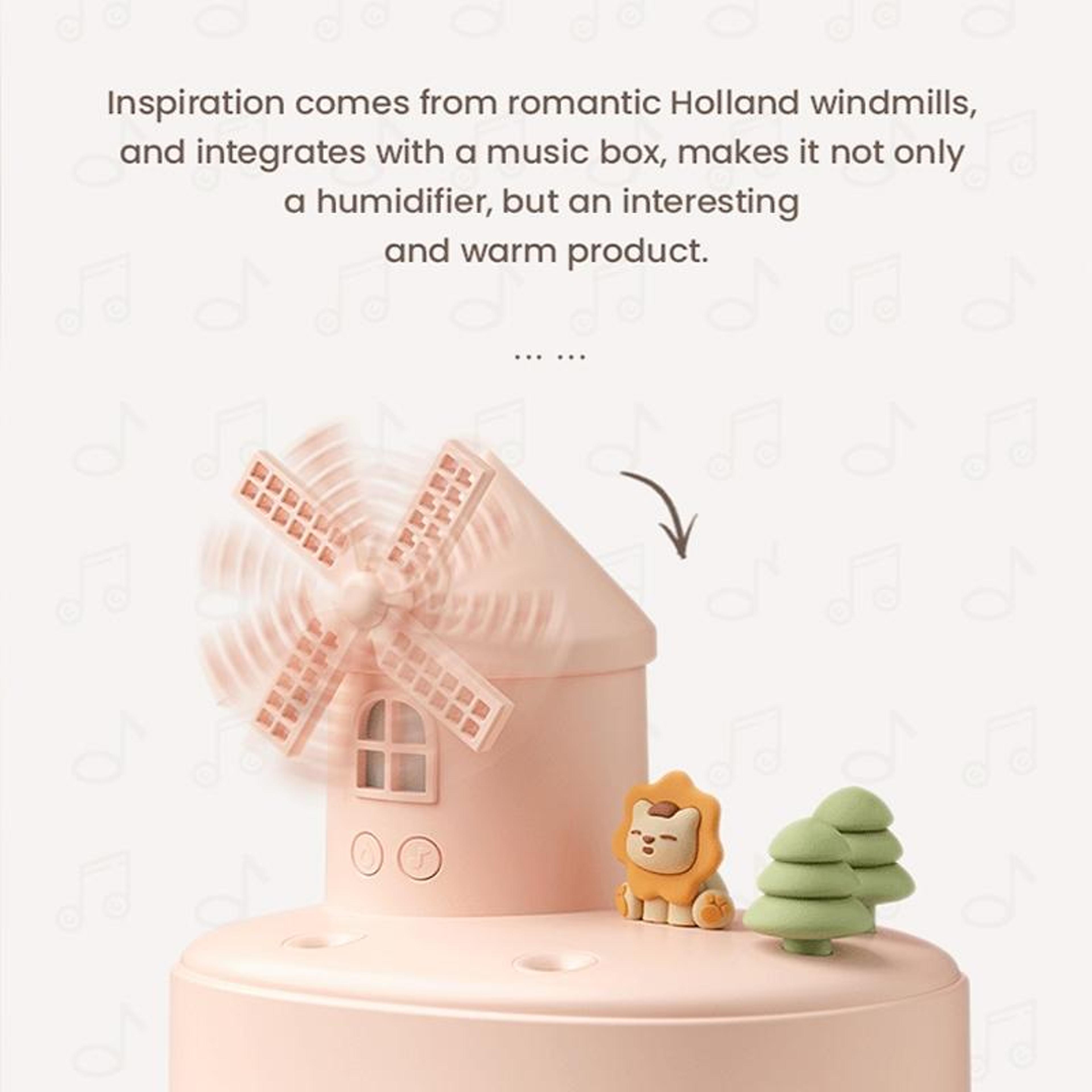 Wireless Mini Desktop Humidifier With Dual Mist LED Light Music Box And Windmill Design 5
