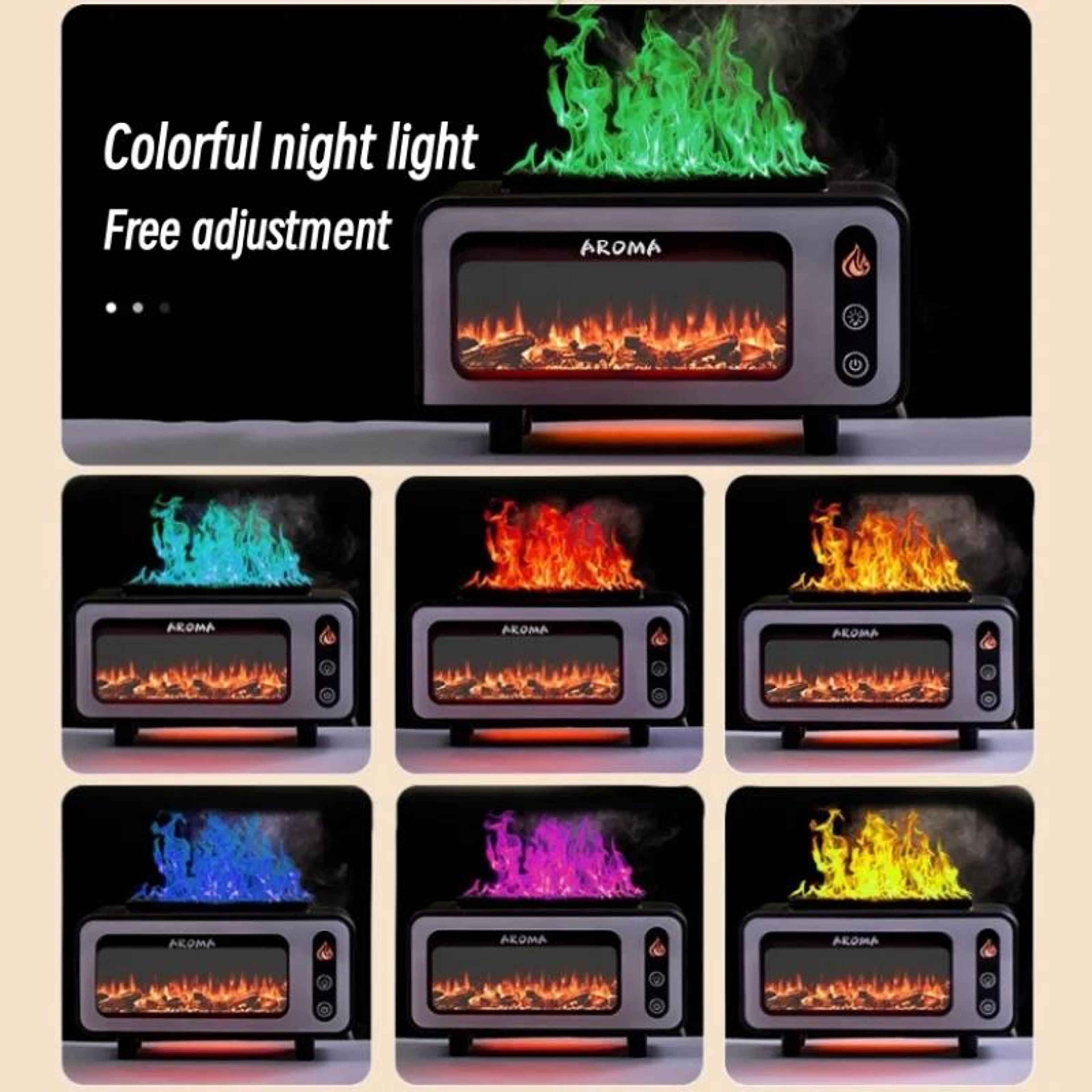 Fireplace Humidifier Essential Oil Diffuser USB Flame Aroma Diffuser With Colorful Night Light 1