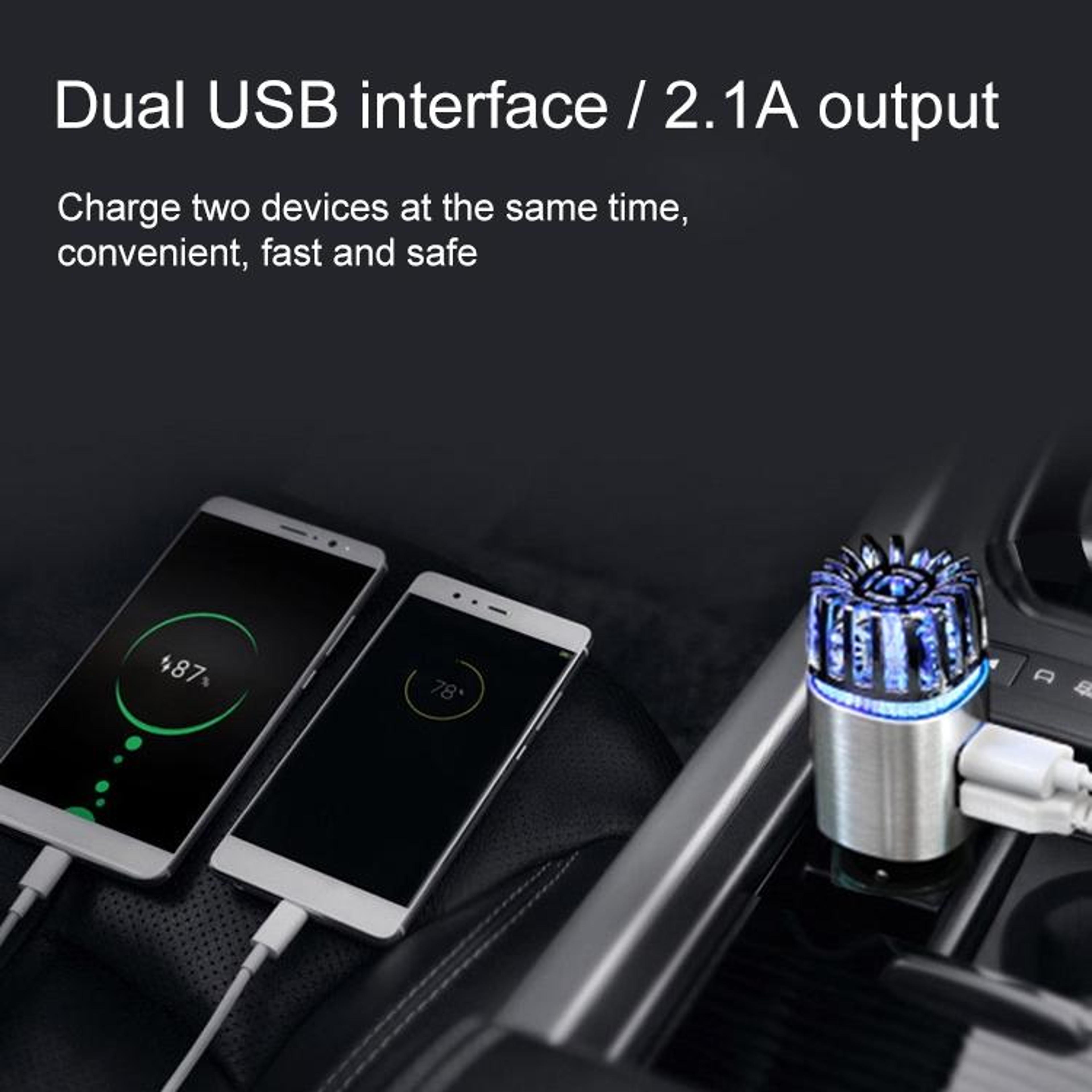 2 In 1 Car Air Purifier Negative Ion Aromatherapy Diffuser With Dual USB Car Charger 5
