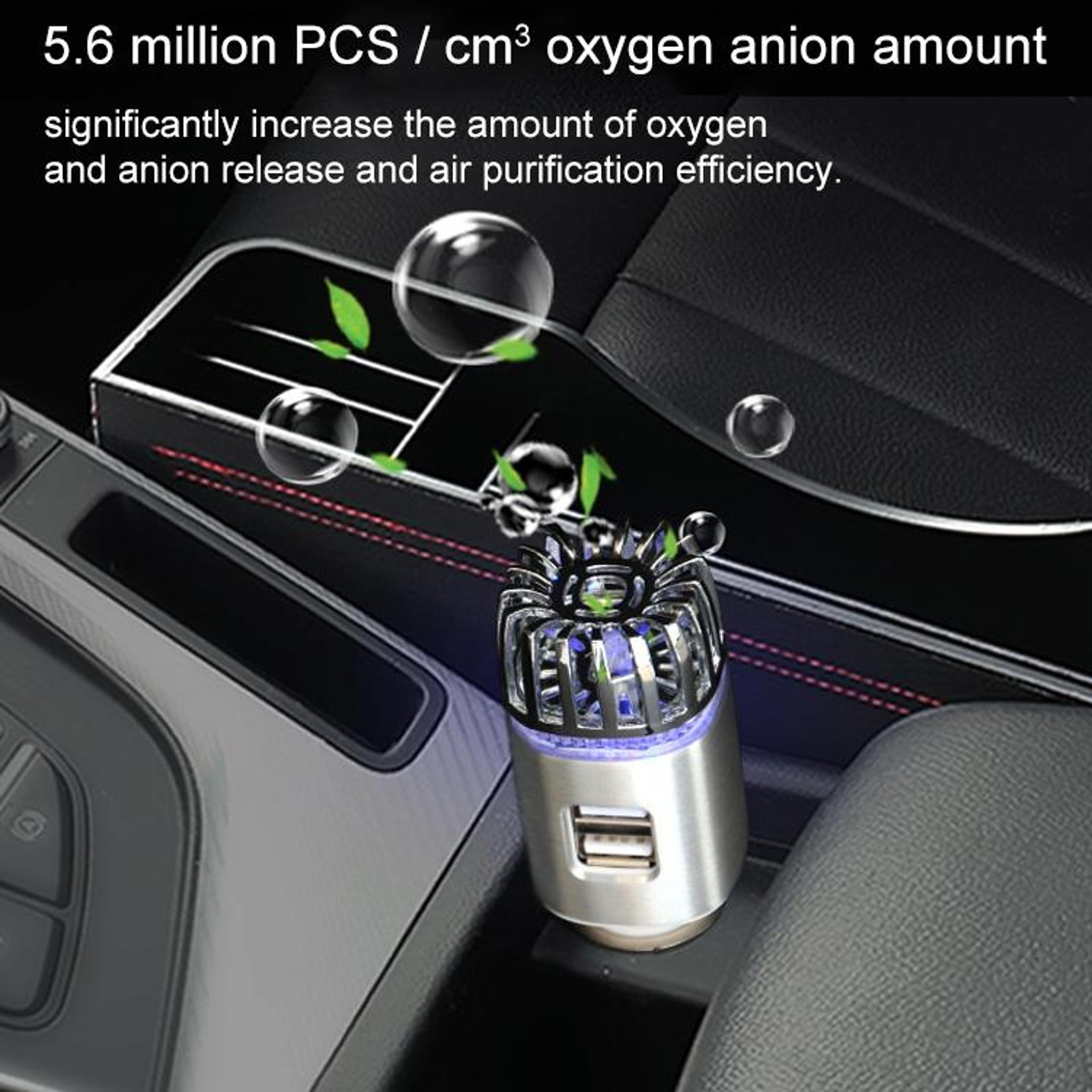 2 In 1 Car Air Purifier Negative Ion Aromatherapy Diffuser With Dual USB Car Charger 7
