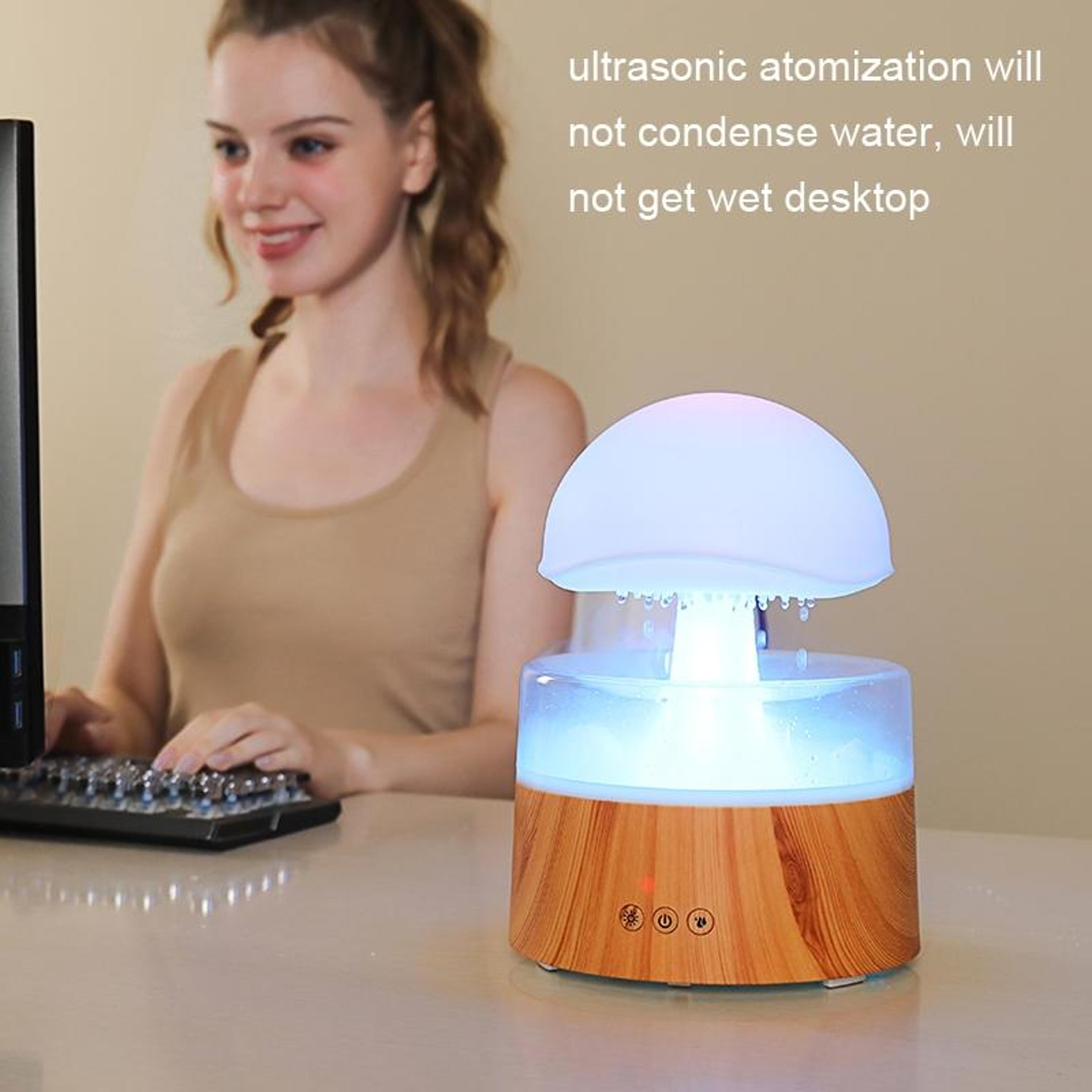 500ml Rain Cloud Humidifier Aromatherapy Diffuser With Colorful Night Light Remote Control USB Rech 7