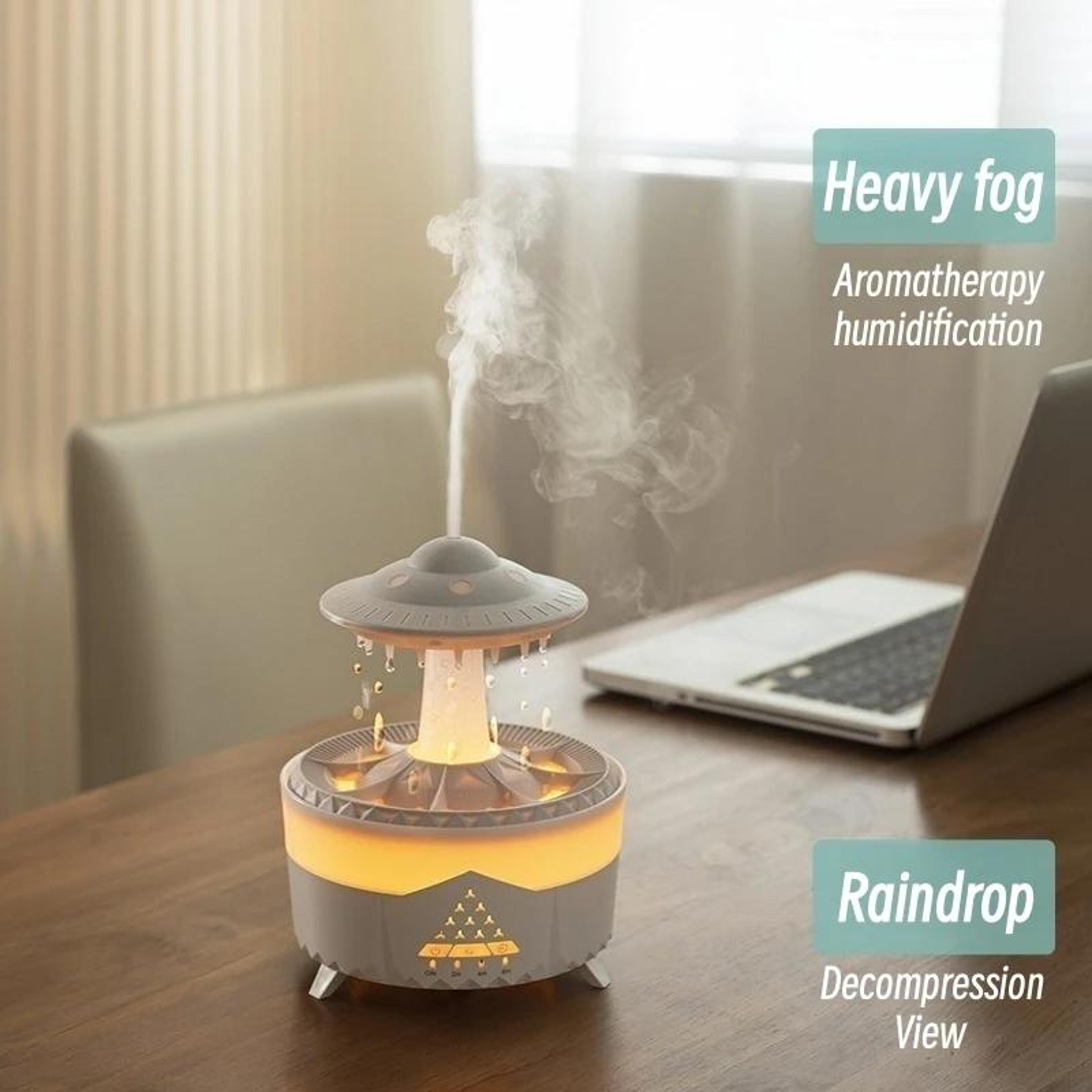 UFO Humidifier Remote Control Aromatherapy Diffuser With Rain Cloud Effect LED Night Light 8