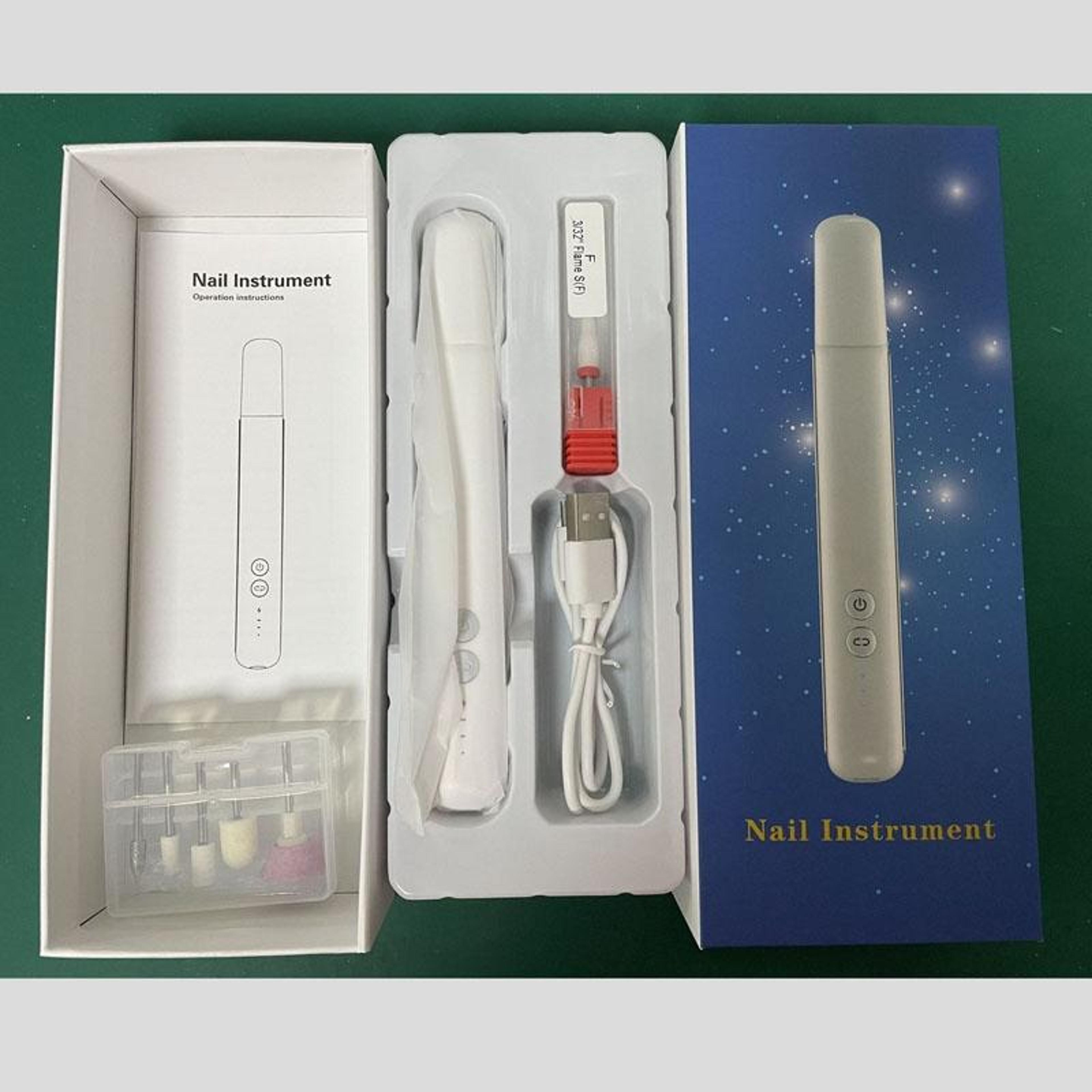 Rechargeable Nail Drill Machine Electric Nail File Kit With Ceramic Drill Bit LED Light 7
