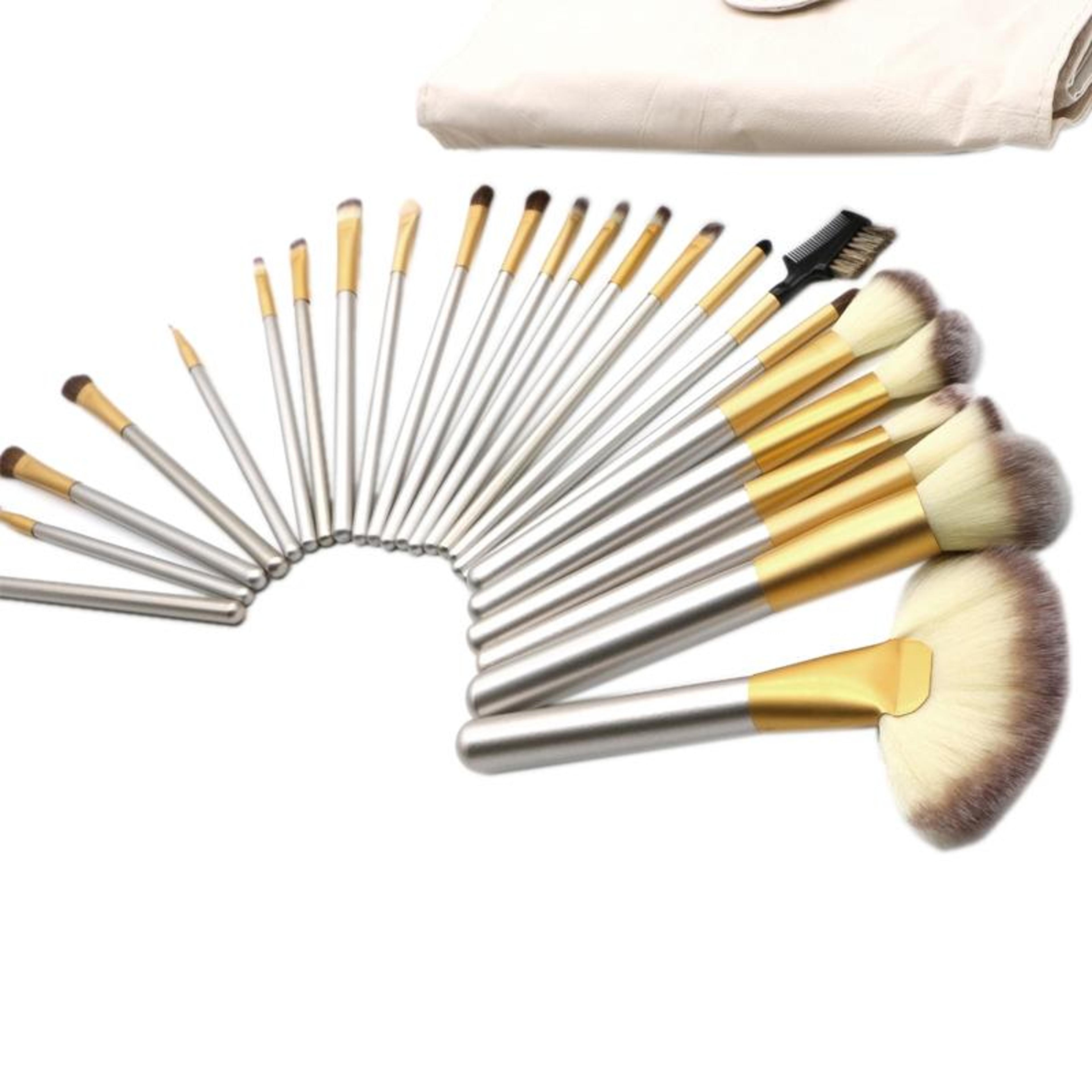 24 In 1 Makeup Brush Set Professional Makeup Brushes Beauty Brush Kit With Portable Beige Case 1