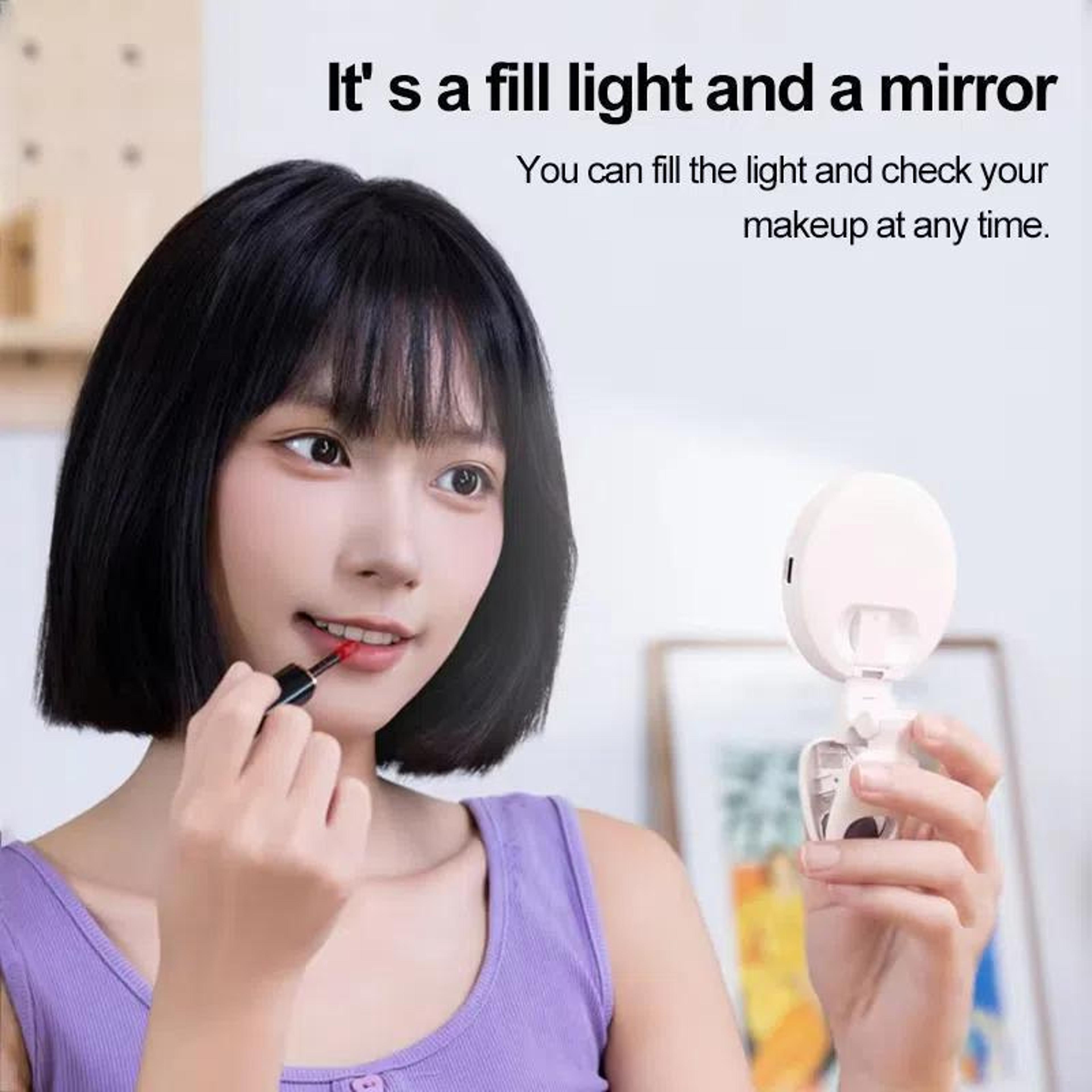 Clip On Selfie Ring Light With Mirror Rechargeable Portable Makeup Light 3 Color Modes 1