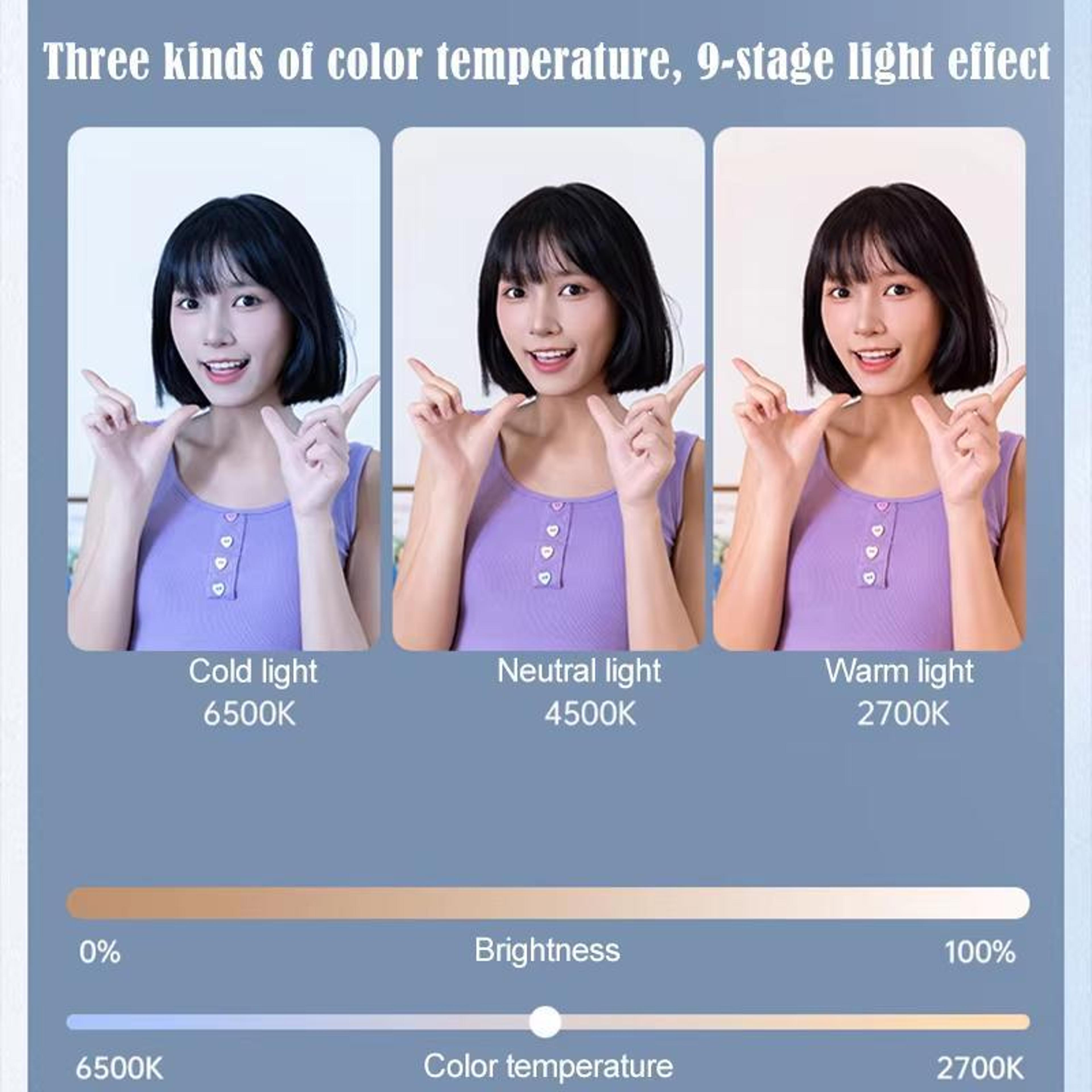 Clip On Selfie Ring Light With Mirror Rechargeable Portable Makeup Light 3 Color Modes 4