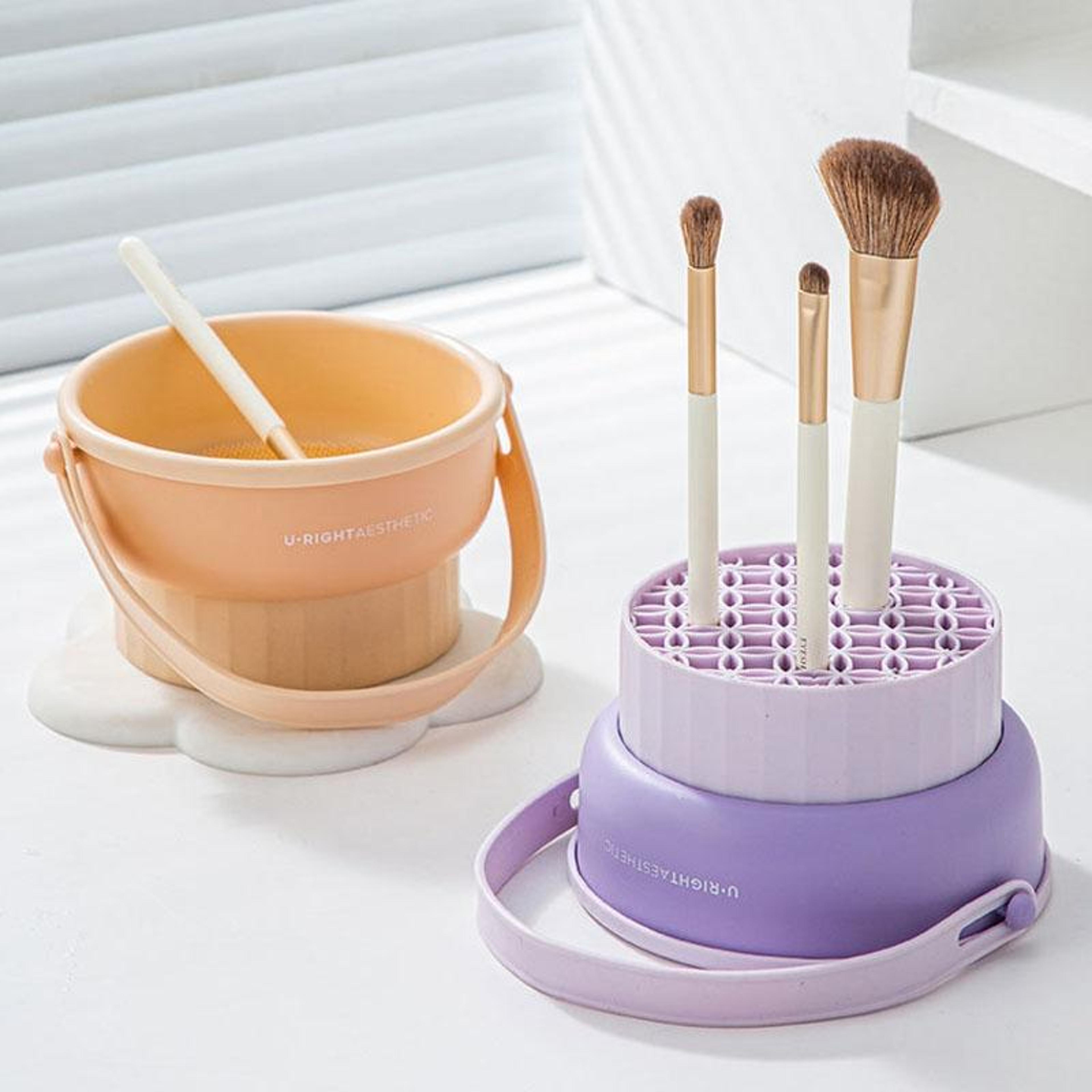 Makeup Brush Cleaner Bowl With Drying Rack Silicone Brush Cleaning Mat And Beauty Sponge Holder 9
