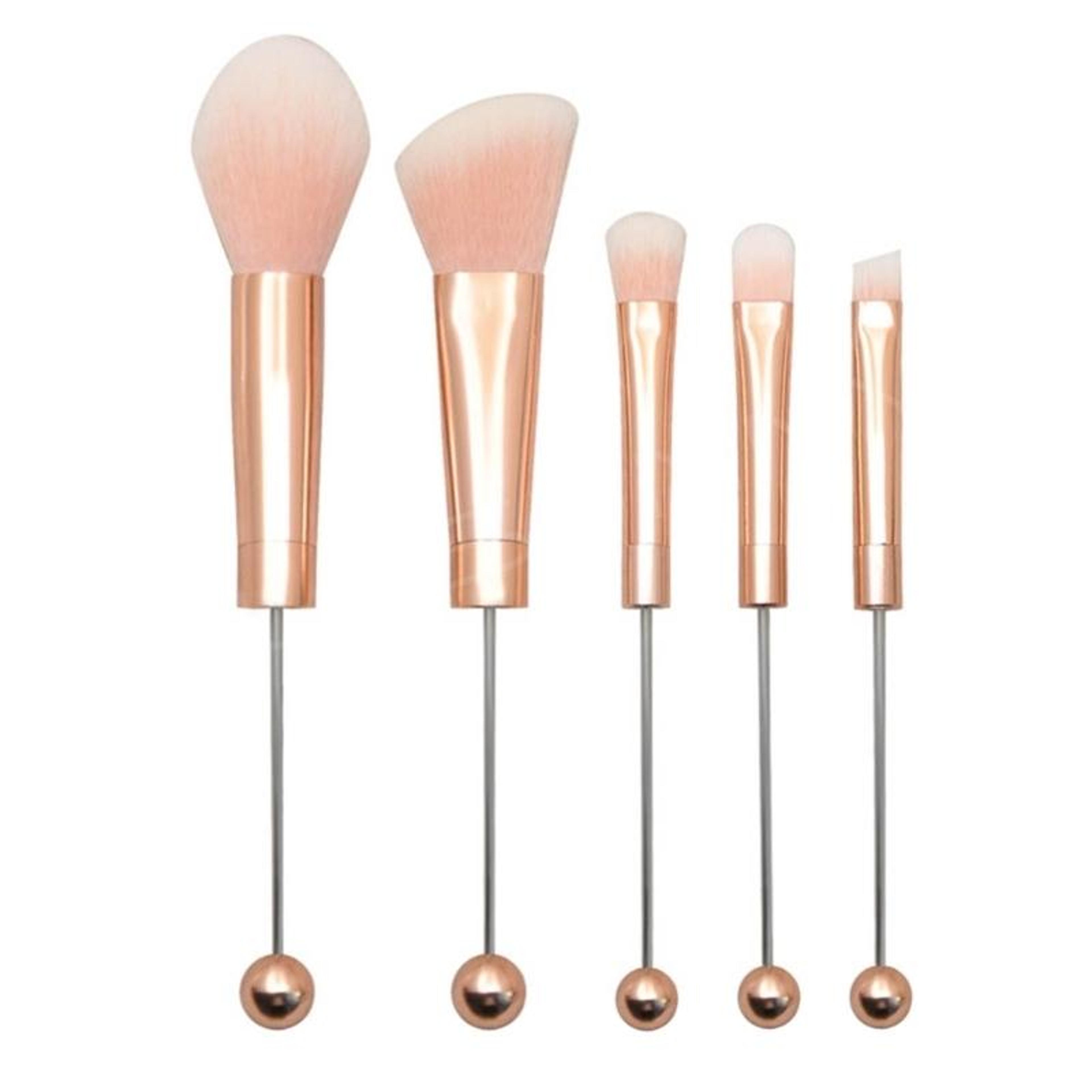 5in1 DIY Makeup Brush Set With Metal Handle Soft Bristles And Custom Bead Design 1