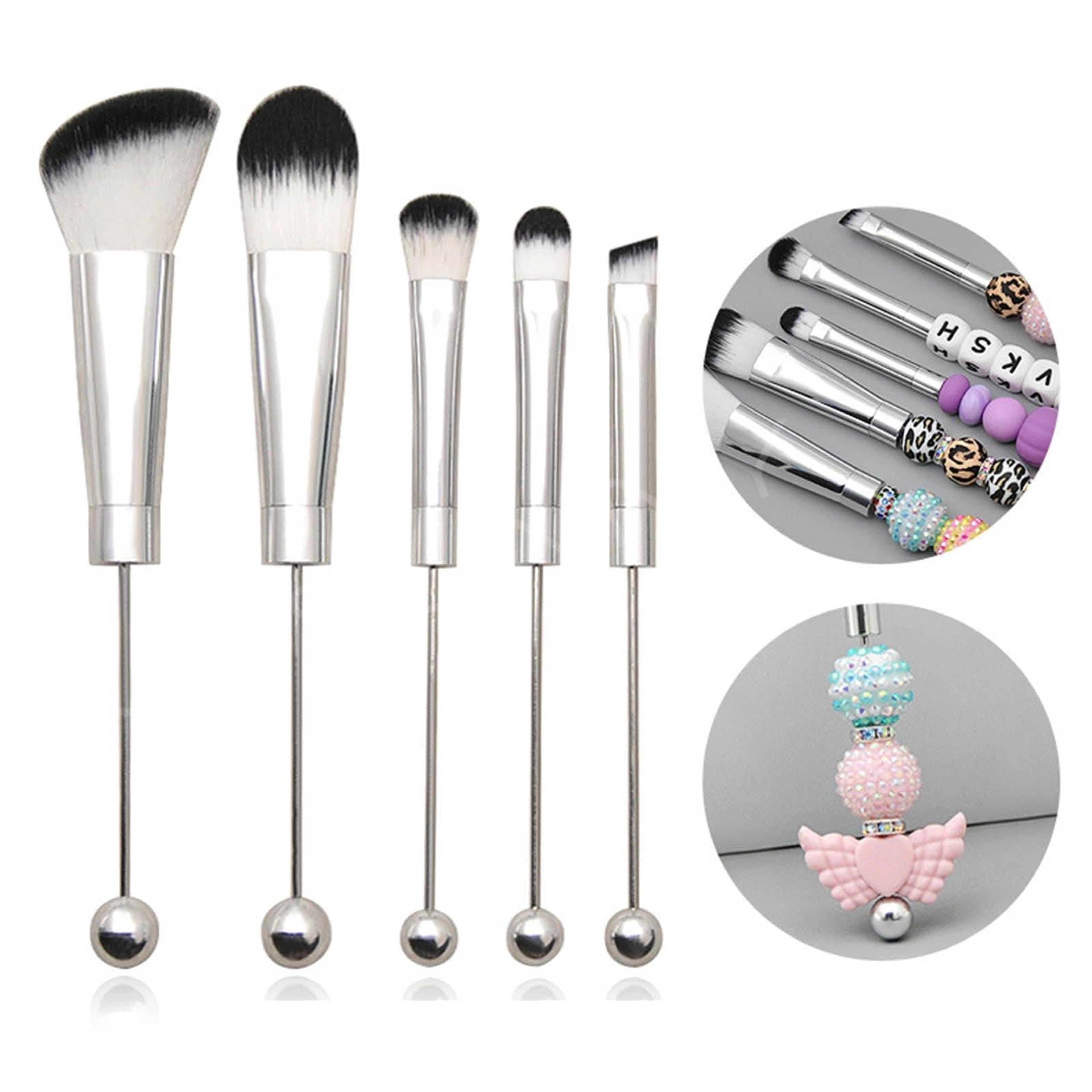 5in1 DIY Makeup Brush Set With Metal Handle Soft Bristles And Custom Bead Design 6