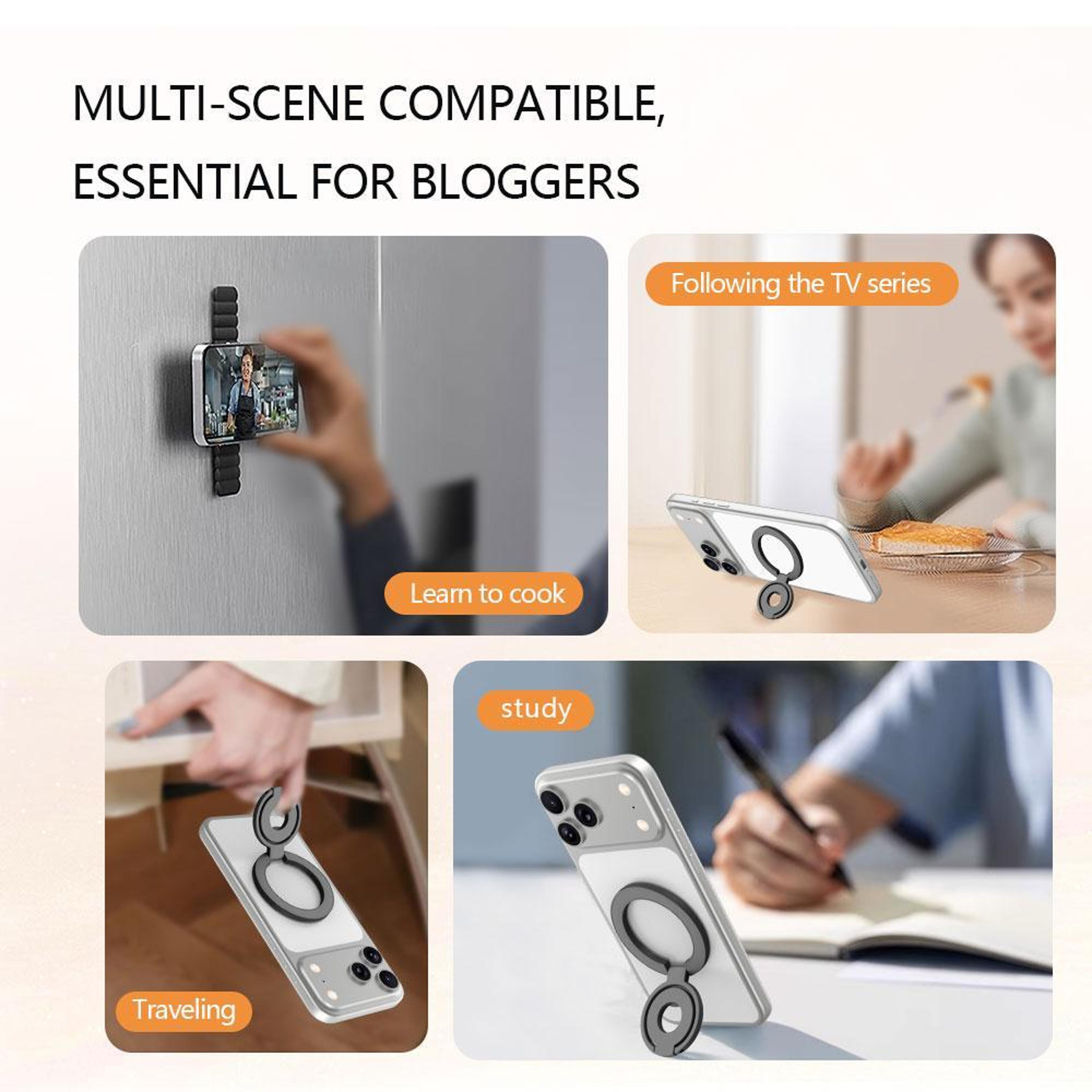 Triple Ring Magnetic Phone Holder 360 Rotating Foldable Phone Grip Stand 8