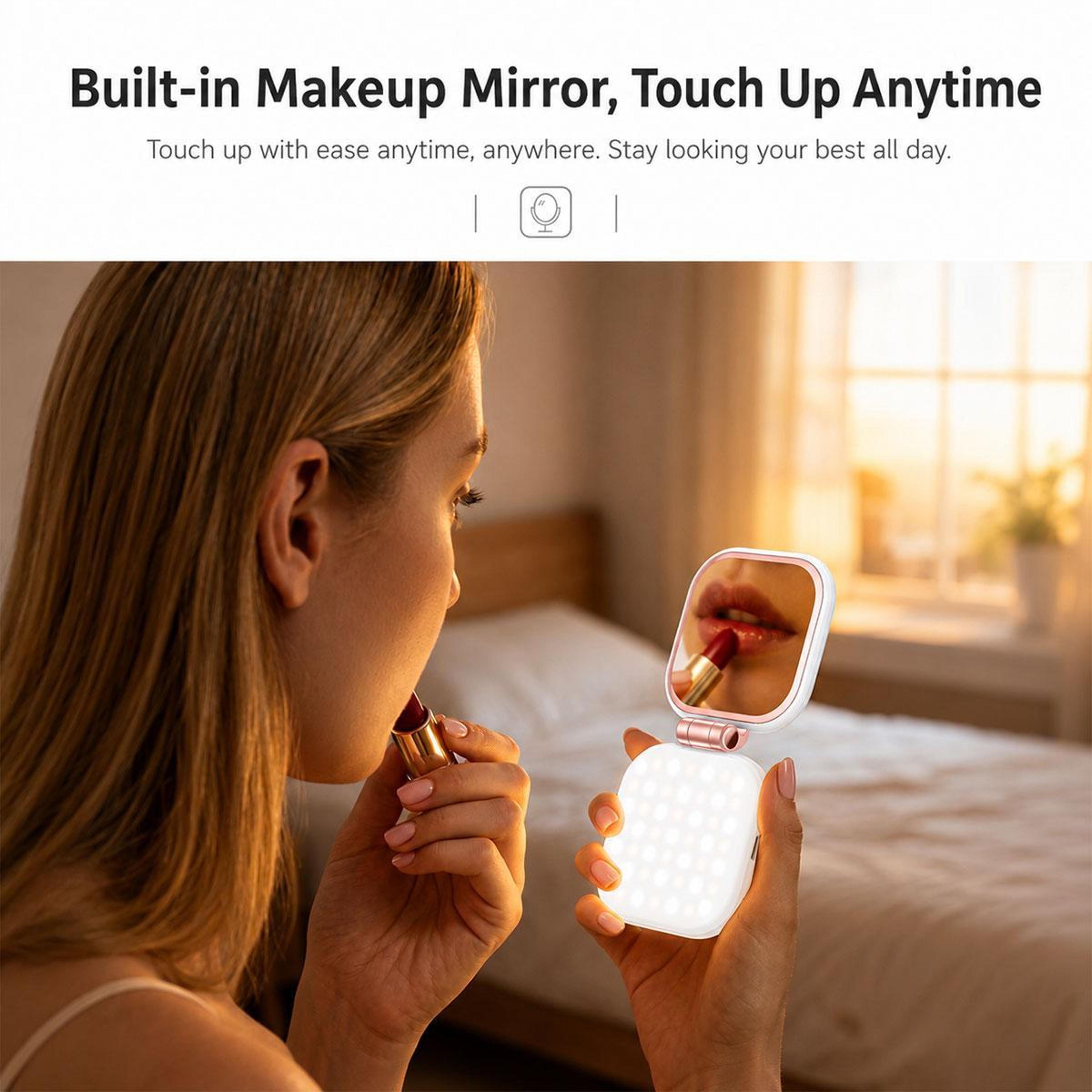 Magnetic Selfie Light With Mirror 49 LED Phone Fill Light 360 Rotating MagSafe Phone Light 5