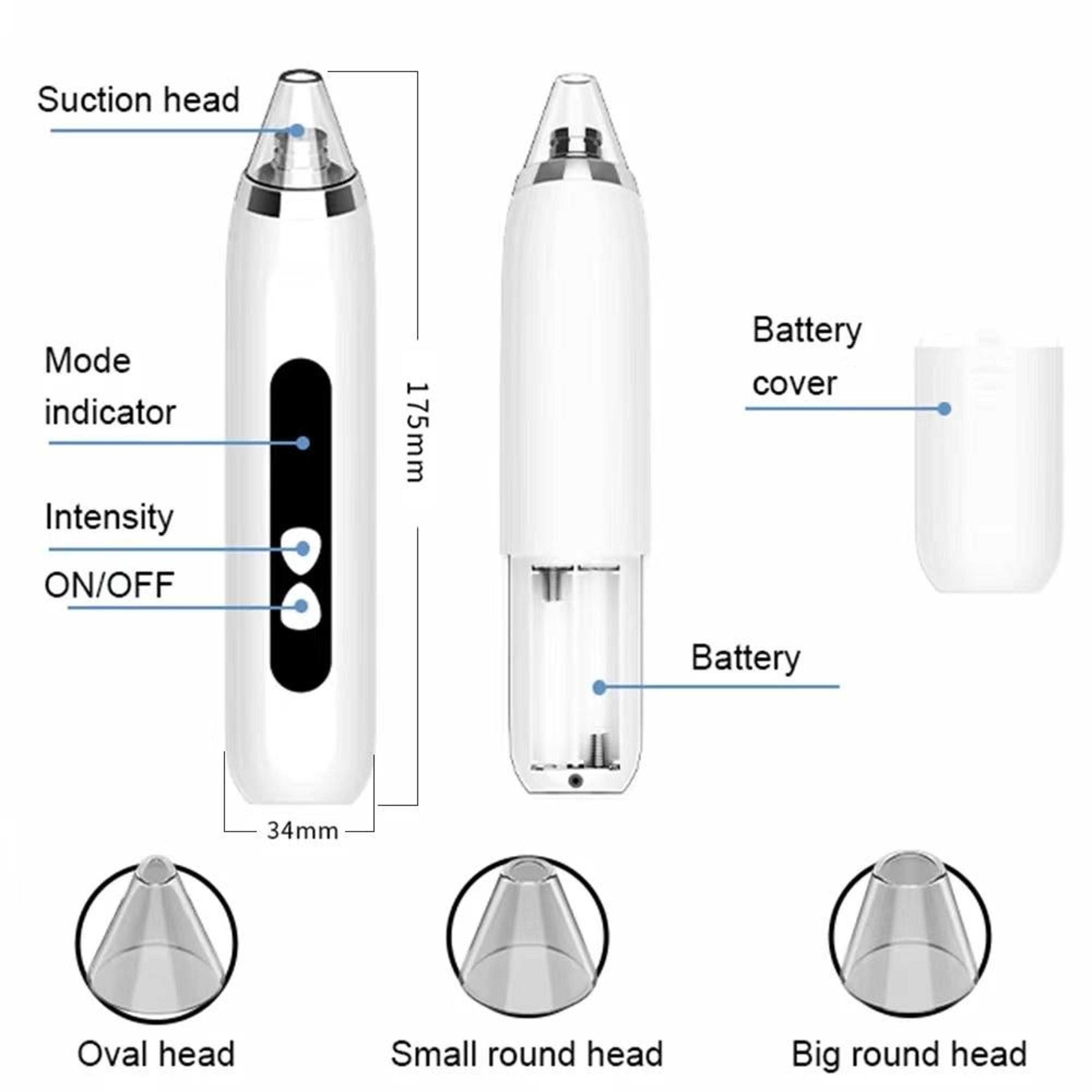 Blackhead Remover Vacuum Deep Pore Cleaner With 3 Suction Levels And 3 Facial Cleaning Heads 3
