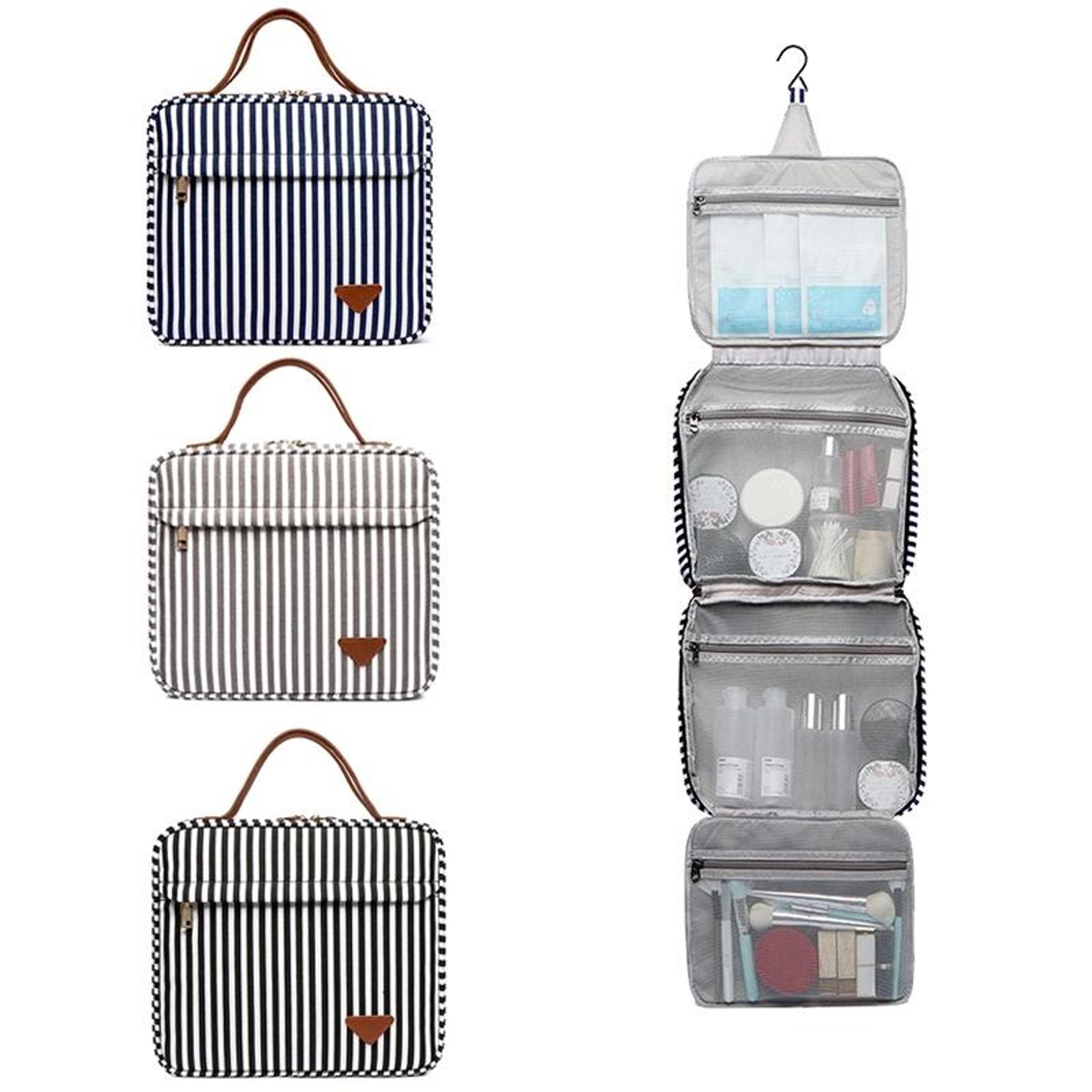 Large Capacity Travel Makeup Bag Multi Compartment Cosmetic Organizer Canvas Storage Case 0