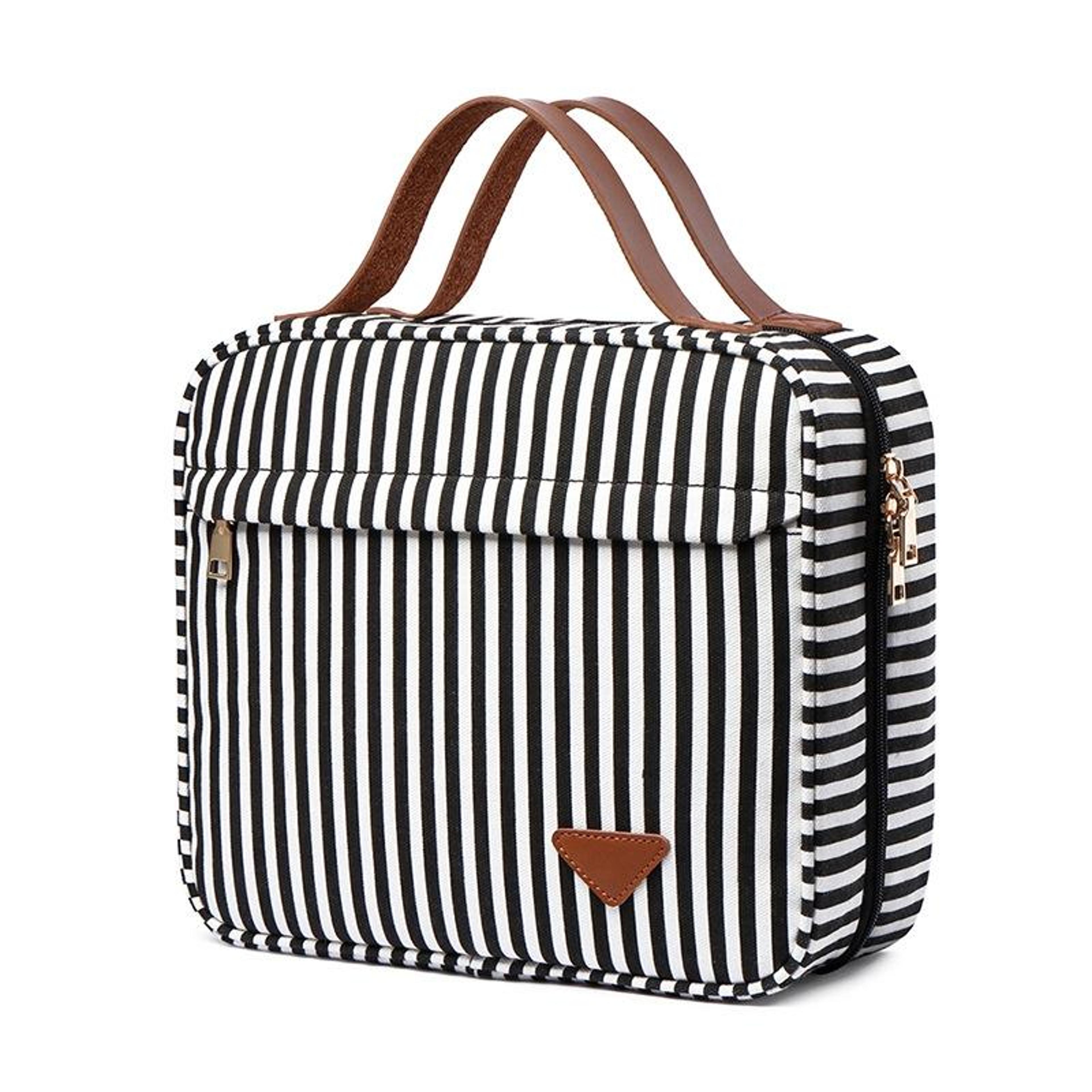 Large Capacity Travel Makeup Bag Multi Compartment Cosmetic Organizer Canvas Storage Case 5