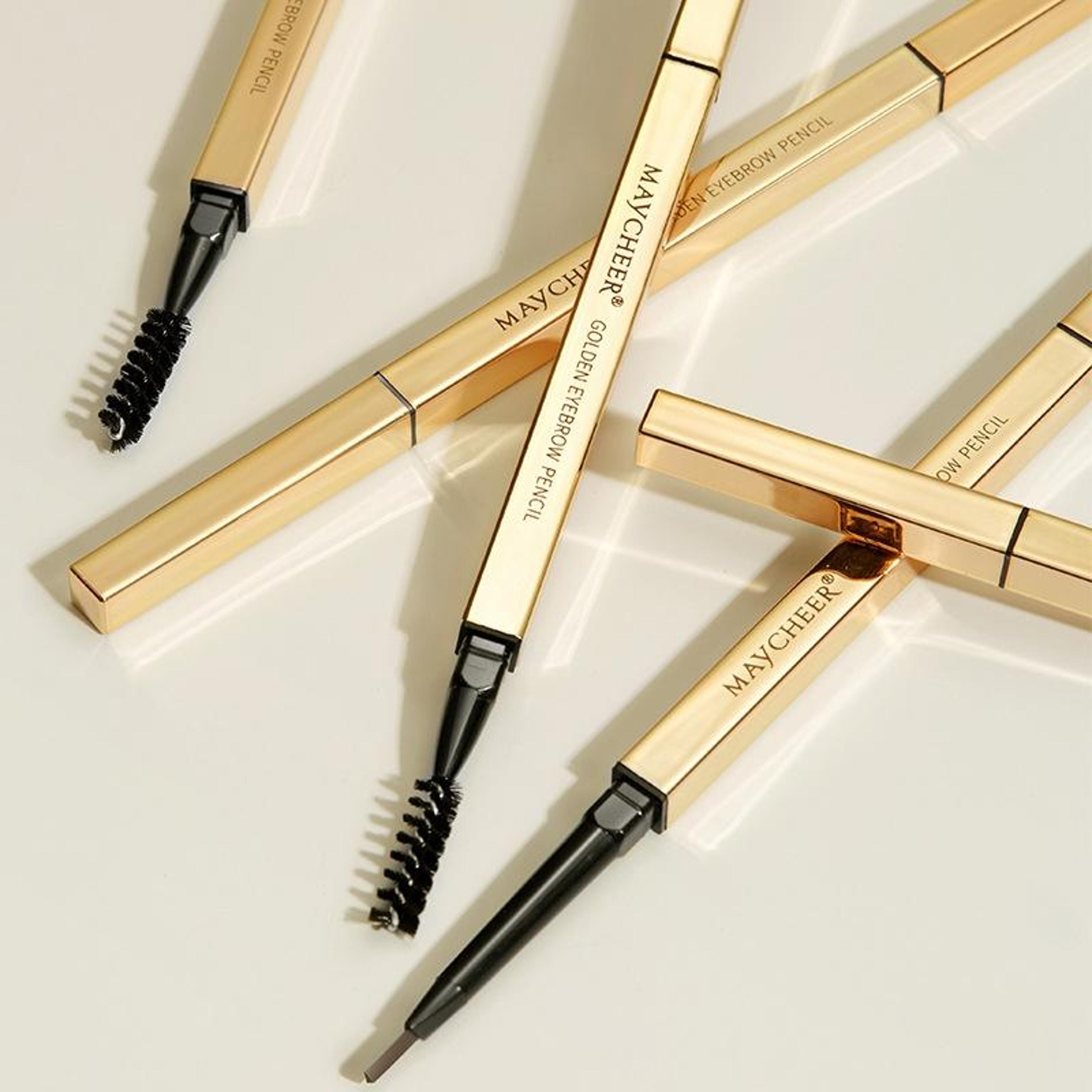 3PCS Small Gold Bar Waterproof Eyebrow Pencil Fine Tip Micro Brow Pencil With Built In Brush 2