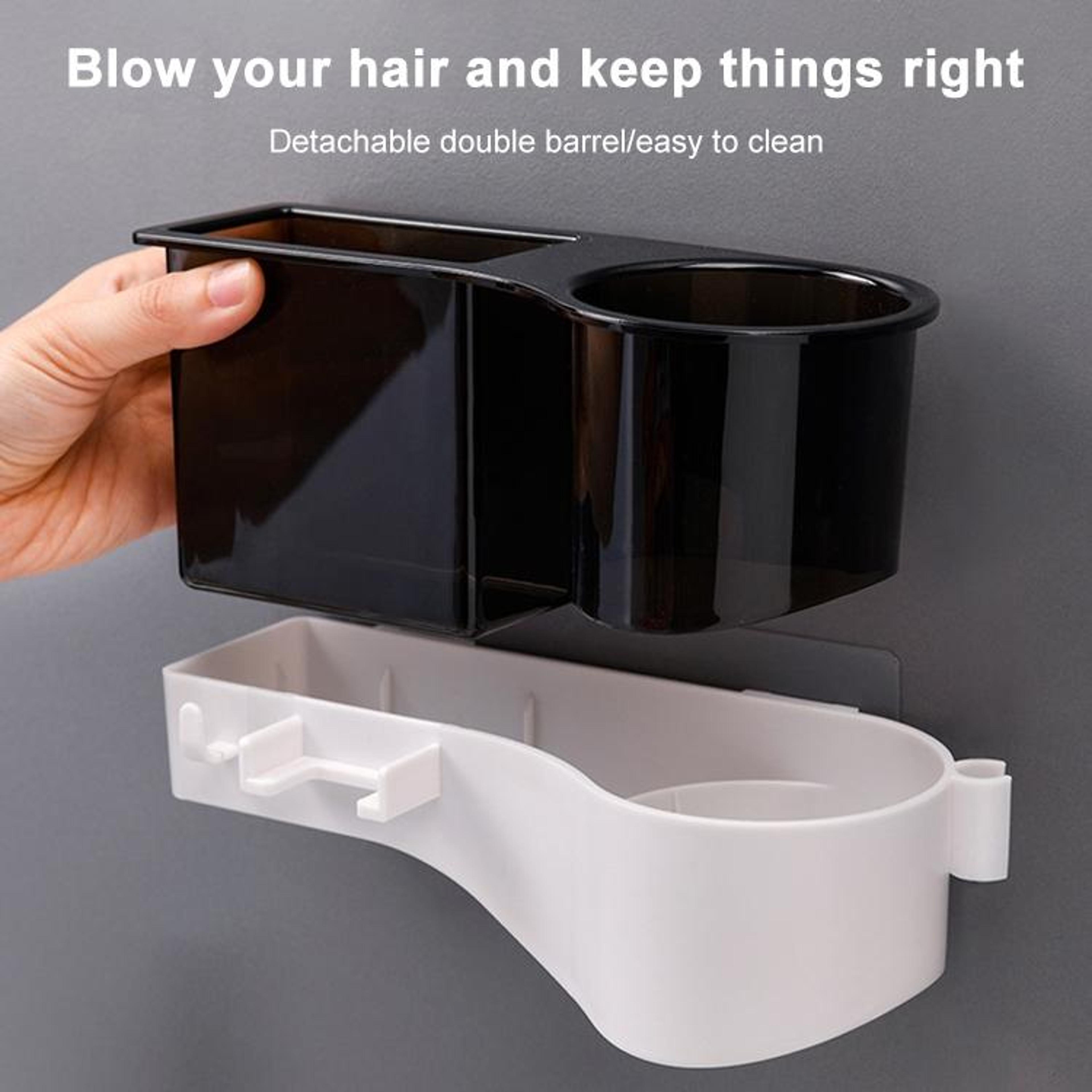 Wall Mounted Hair Dryer Holder Bathroom Storage Rack No Drill Organizer 6