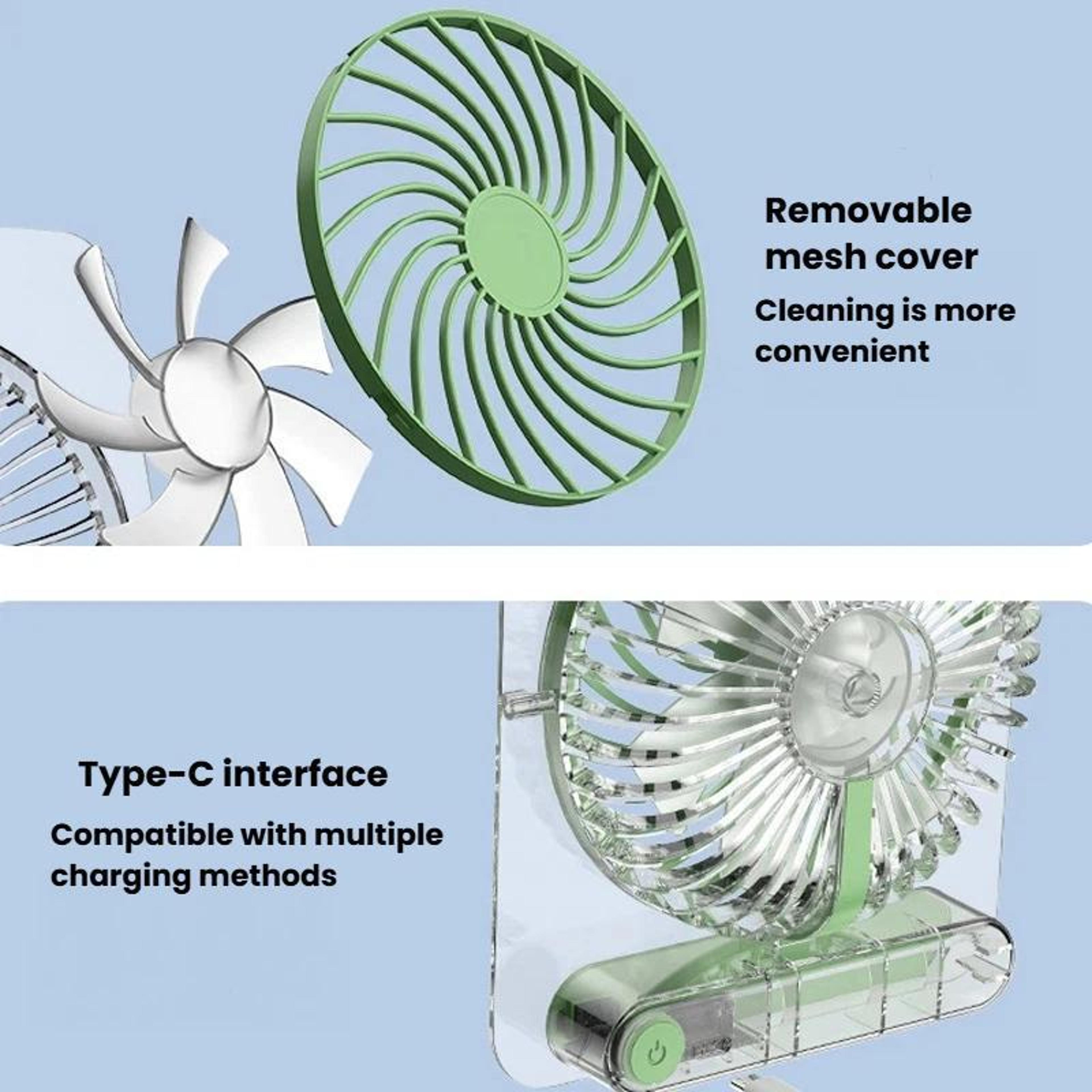 Ultra Thin Desk Fan With Digital Display Quiet Rechargeable Fan For Office Home 3