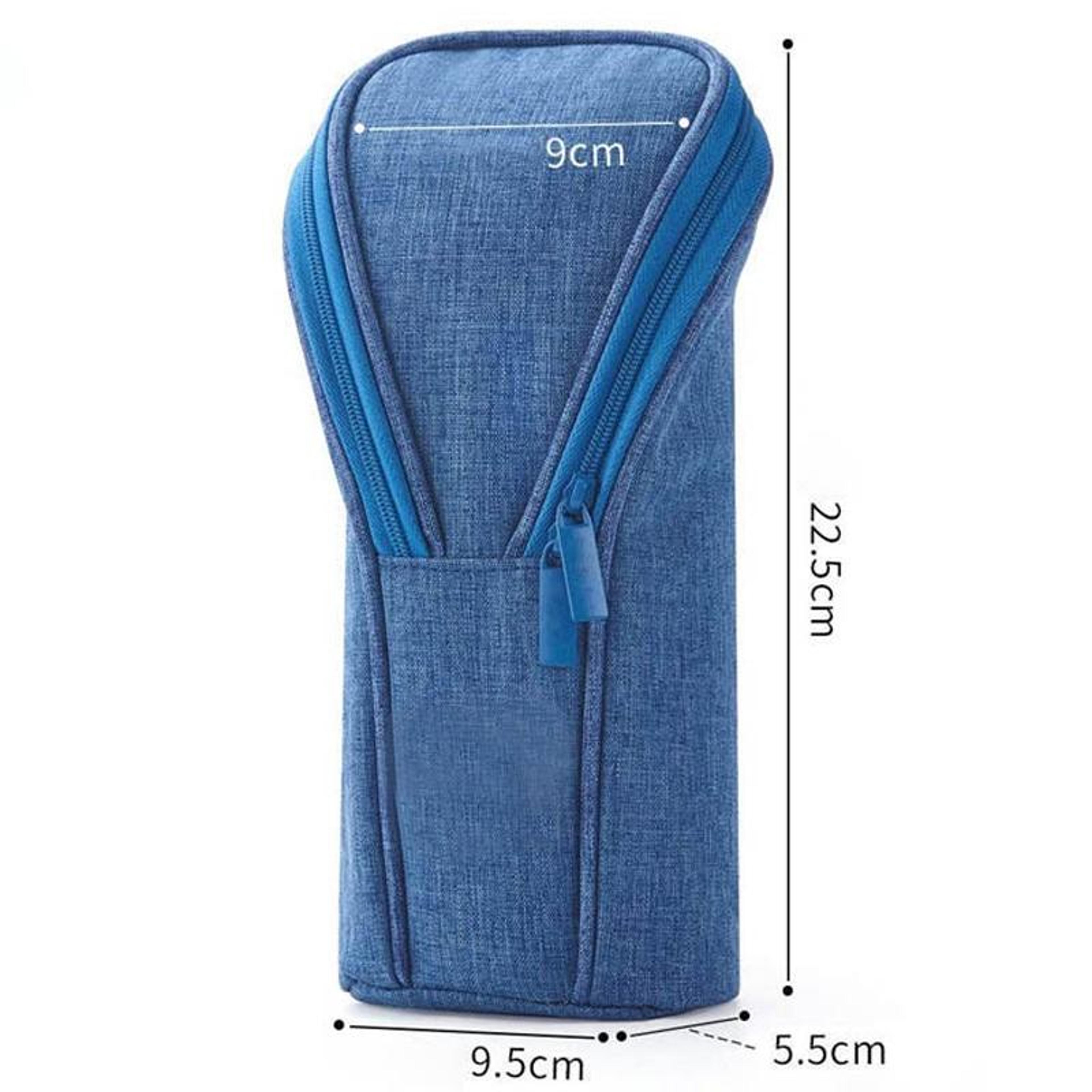 Large Capacity Canvas Pencil Case Upright Stationery Organizer With Dual Zipper For School Office 2