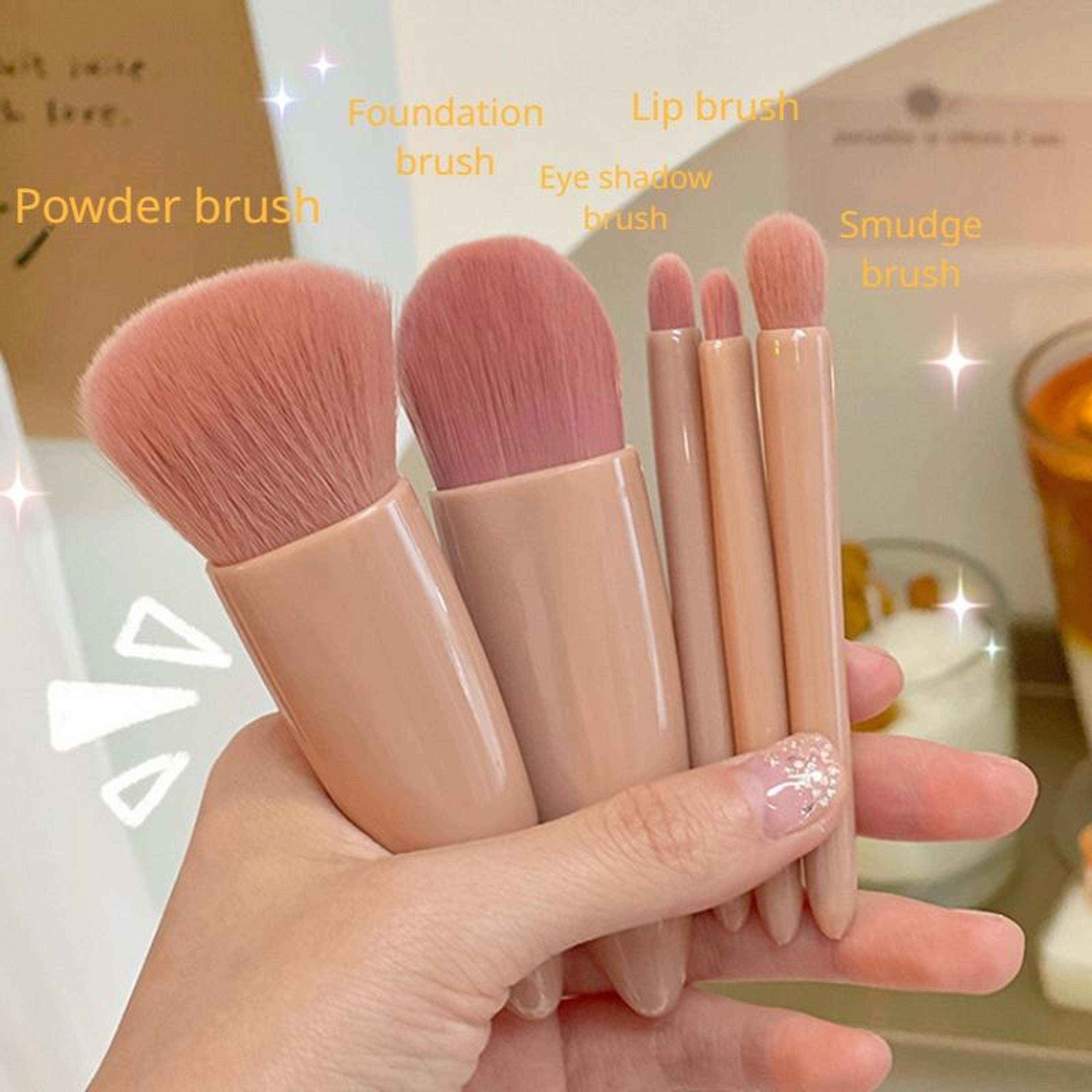 Portable Makeup Brush Set With Mirror 5 Piece Travel Makeup Brushes Beauty Kit 2