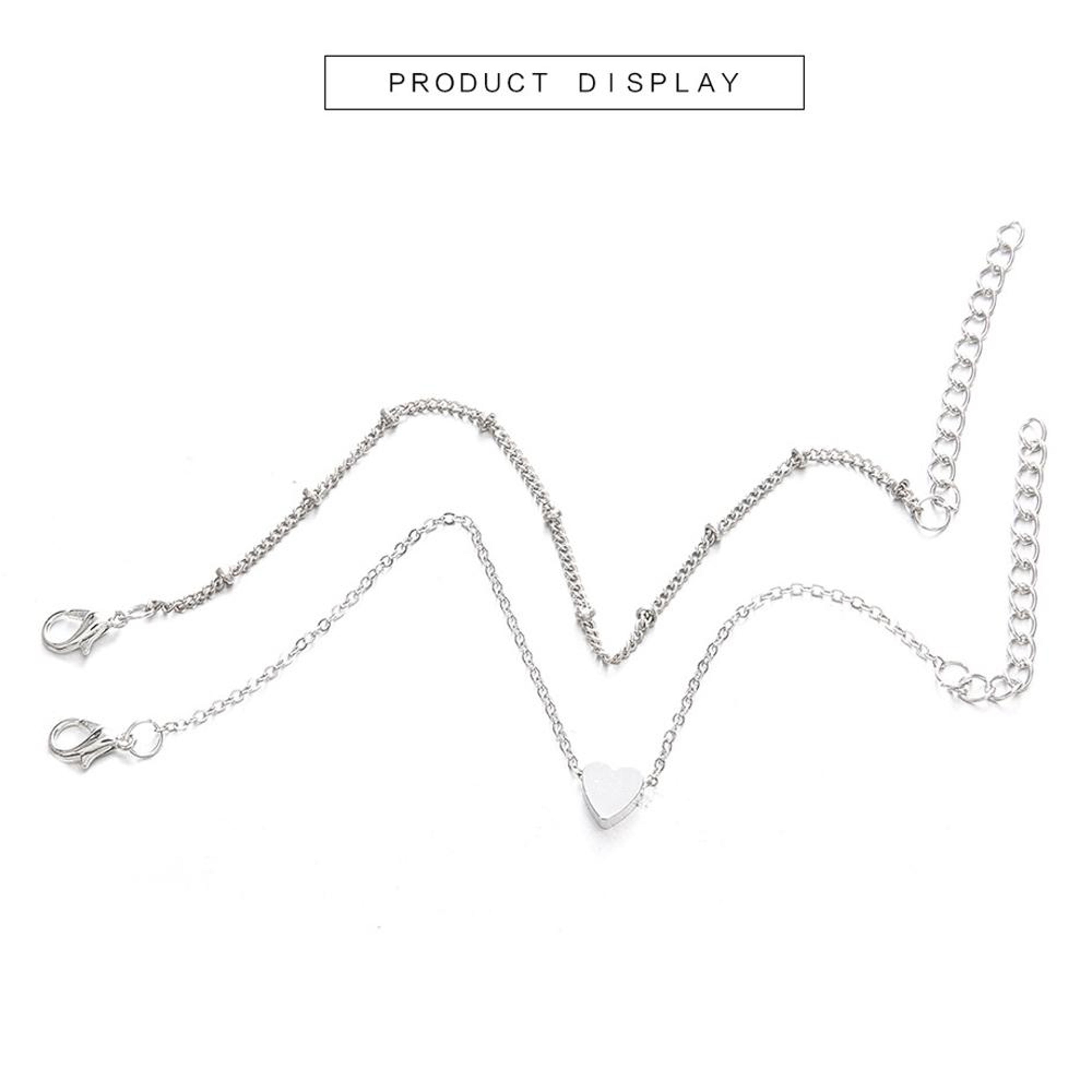 Minimalist Love Link Chain Bracelets Set For Women 2PCS Layered Bracelets Gift Jewelry 3