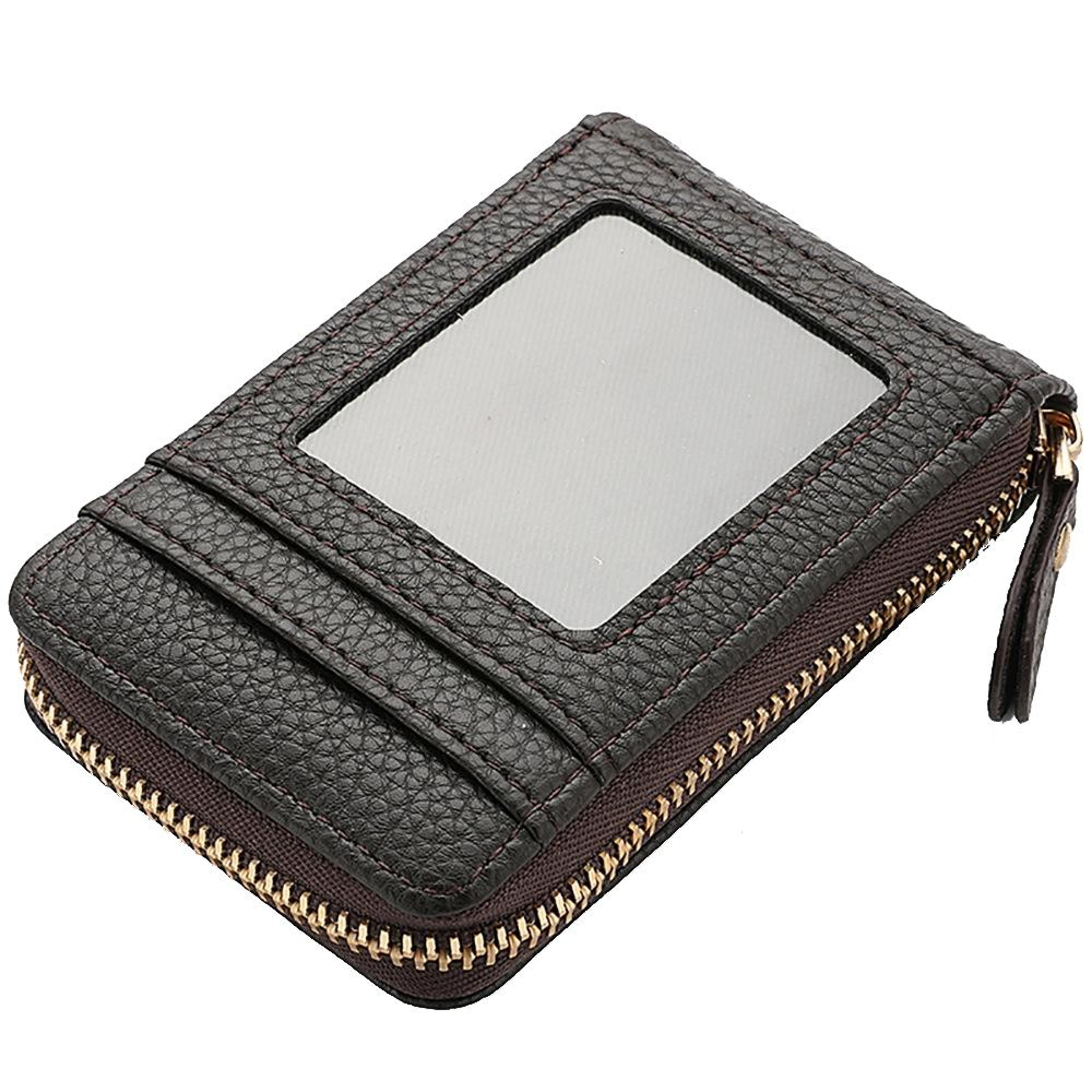 Large Capacity PU Leather Card Holder Wallet With Zipper Coin Purse Multi Slot ID Card Organizer 0