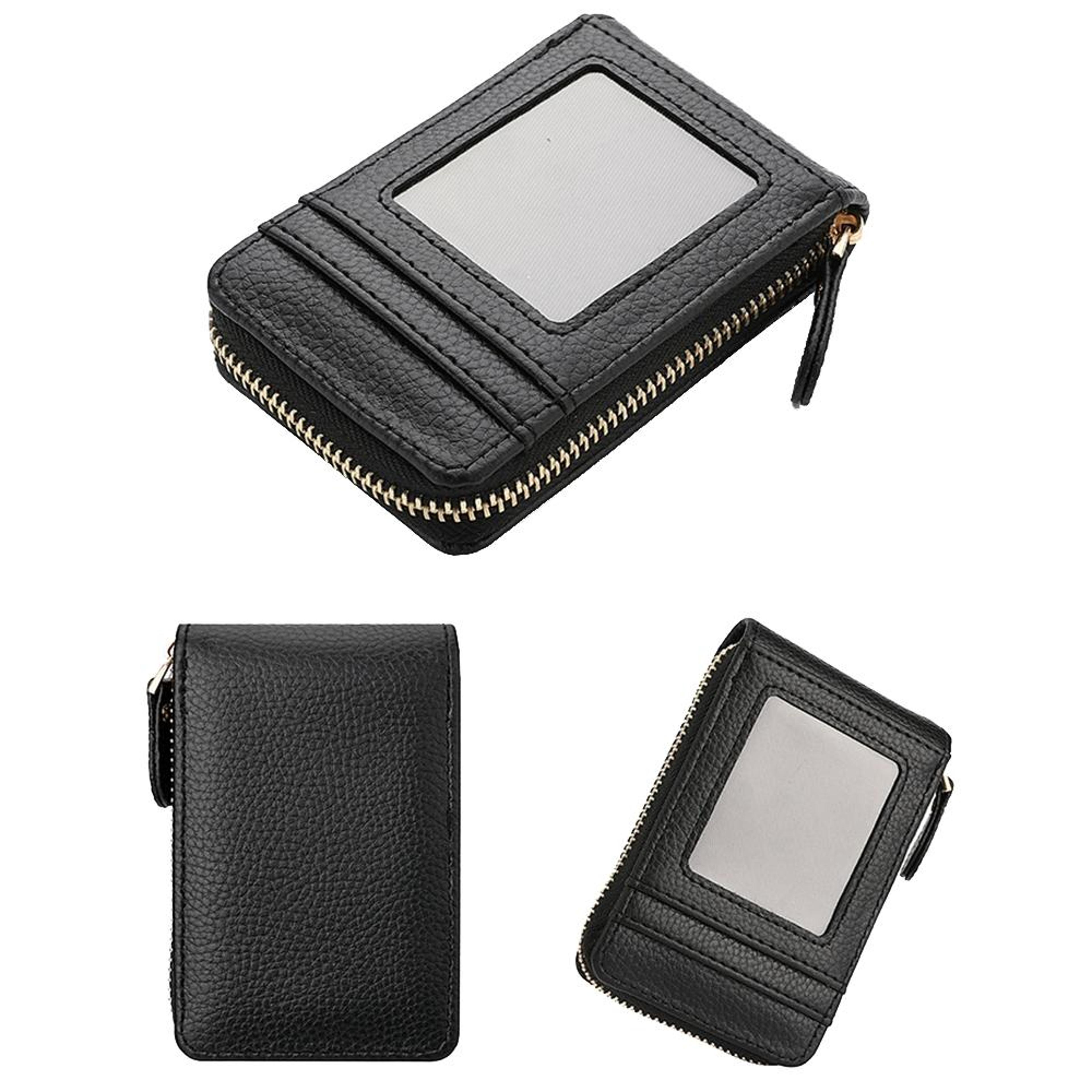 Large Capacity PU Leather Card Holder Wallet With Zipper Coin Purse Multi Slot ID Card Organizer 2