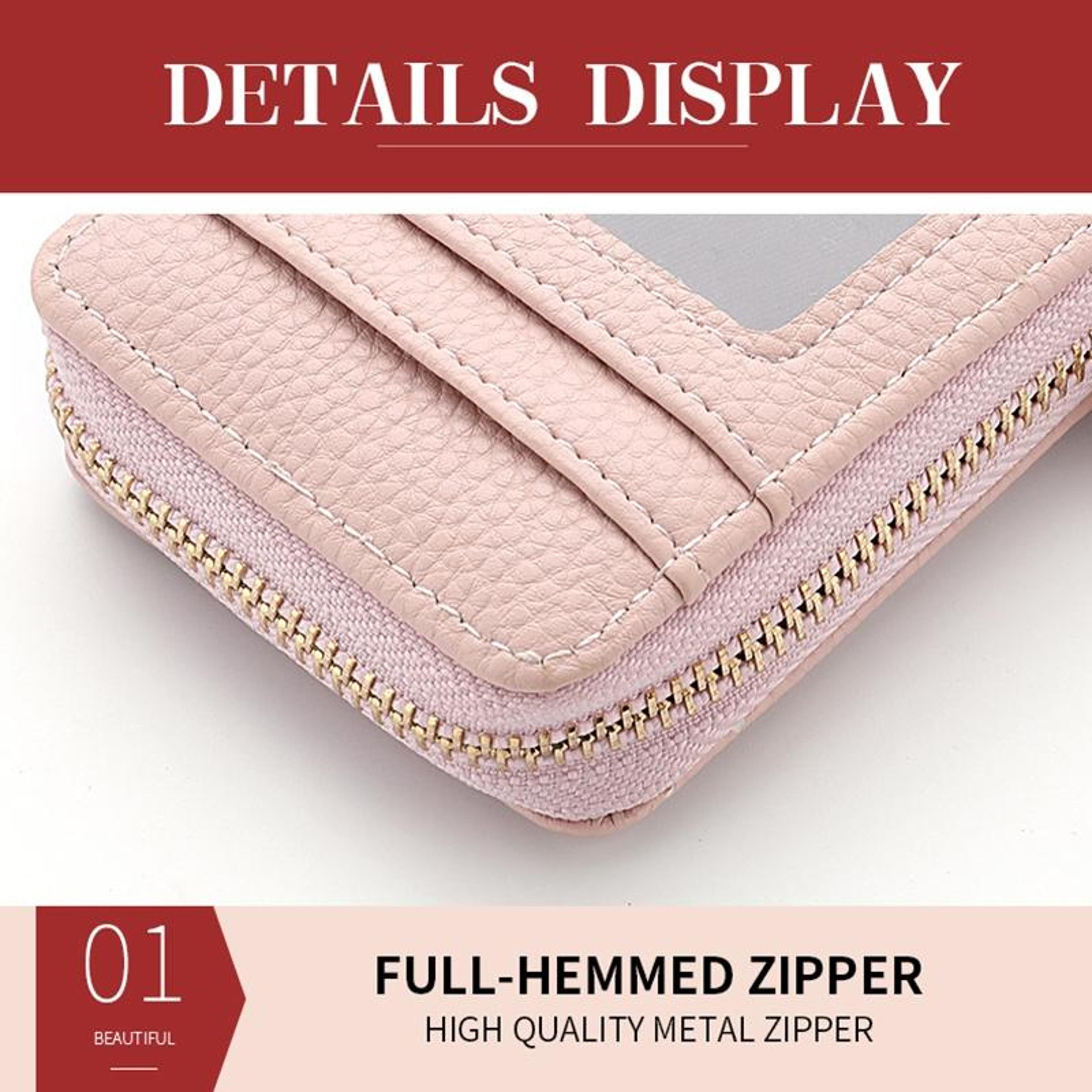 Large Capacity PU Leather Card Holder Wallet With Zipper Coin Purse Multi Slot ID Card Organizer 4