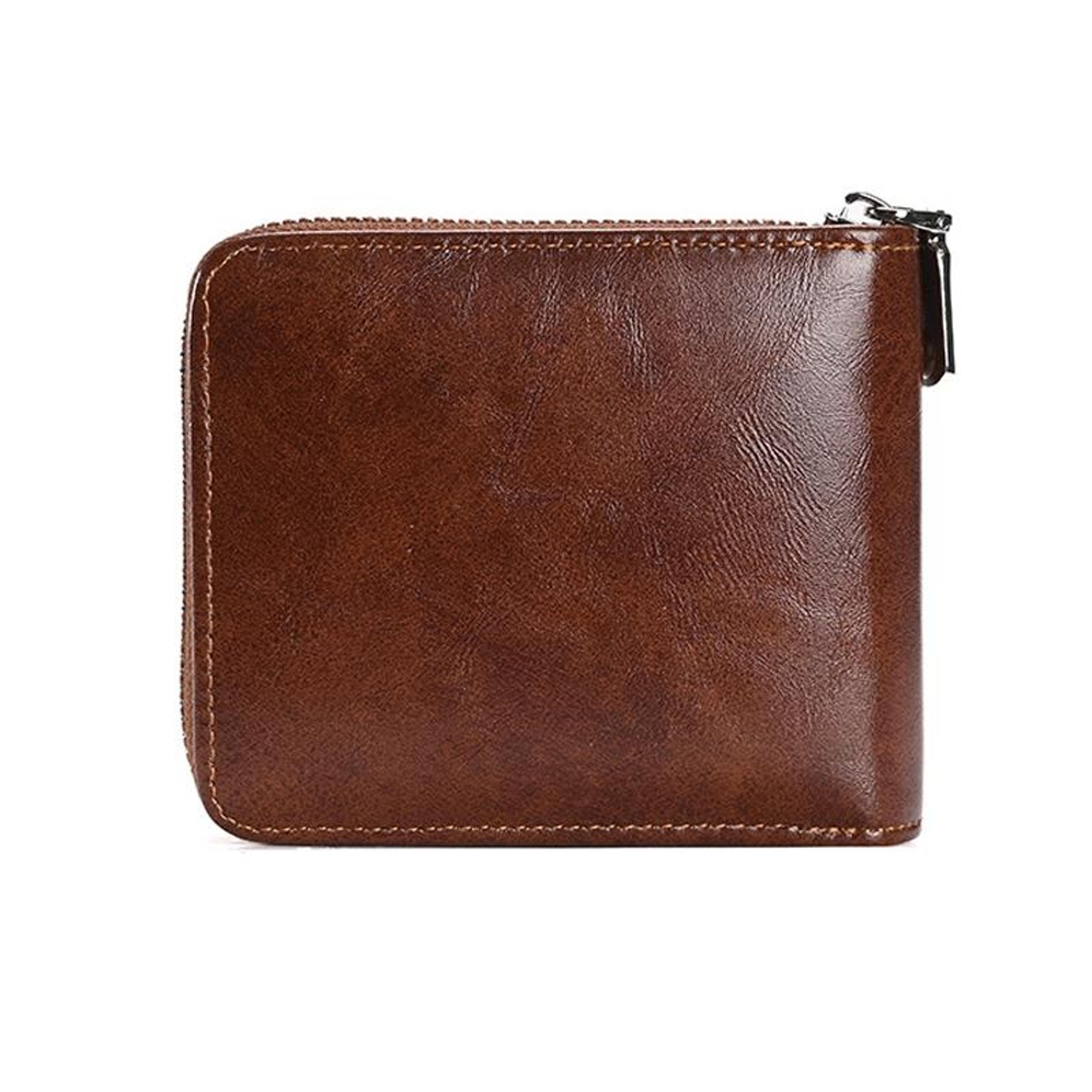 RFID Blocking Wallet For Men Slim PU Leather Bifold Zipper Wallet With Large Capacity 1