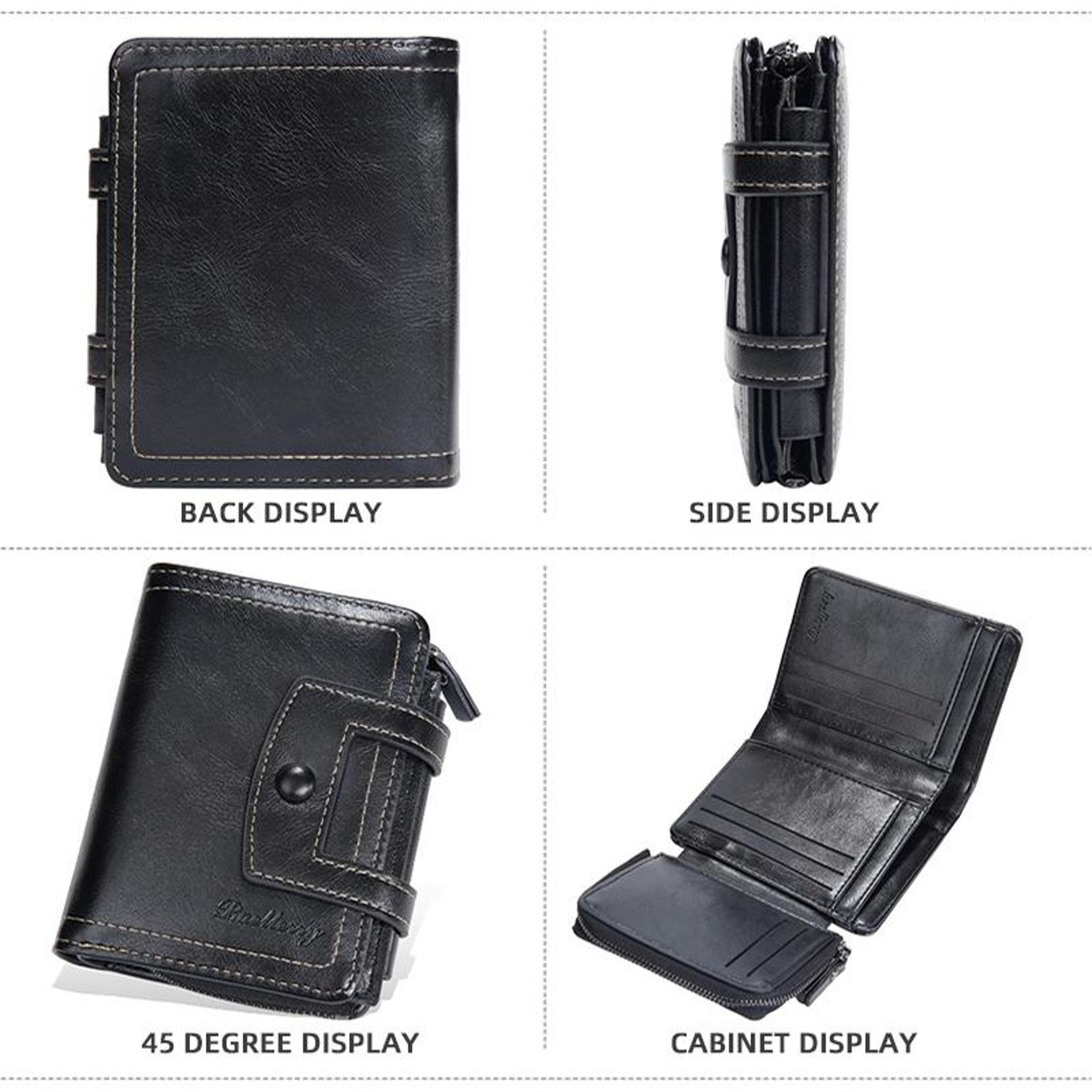 RFID Blocking Trifold Wallet With 12 Card Slots Zipper Coin Purse Compact Card Holder 1