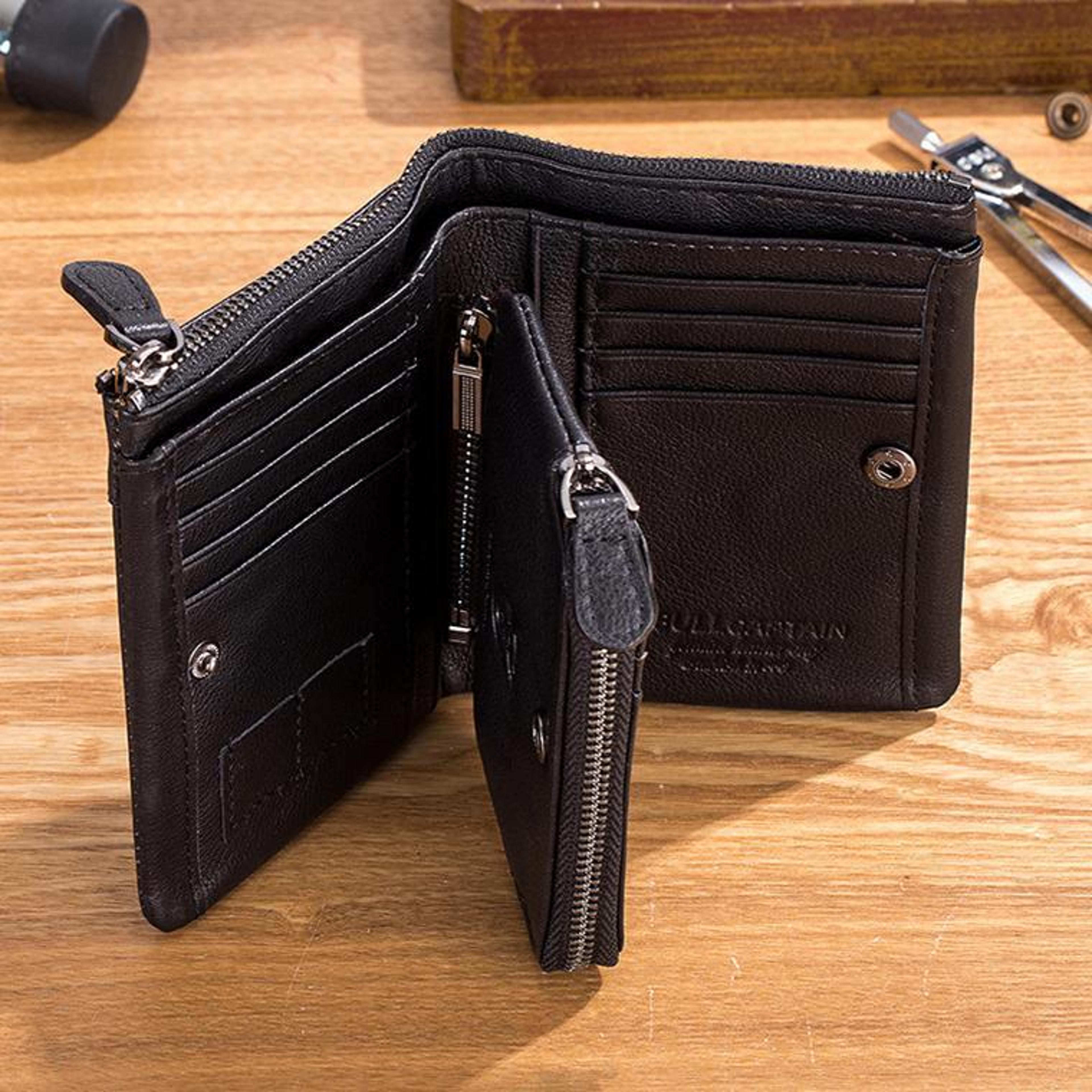 RFID Leather Wallet For Men Multi Slot Card Holder Wallet With Detachable Coin Purse 0