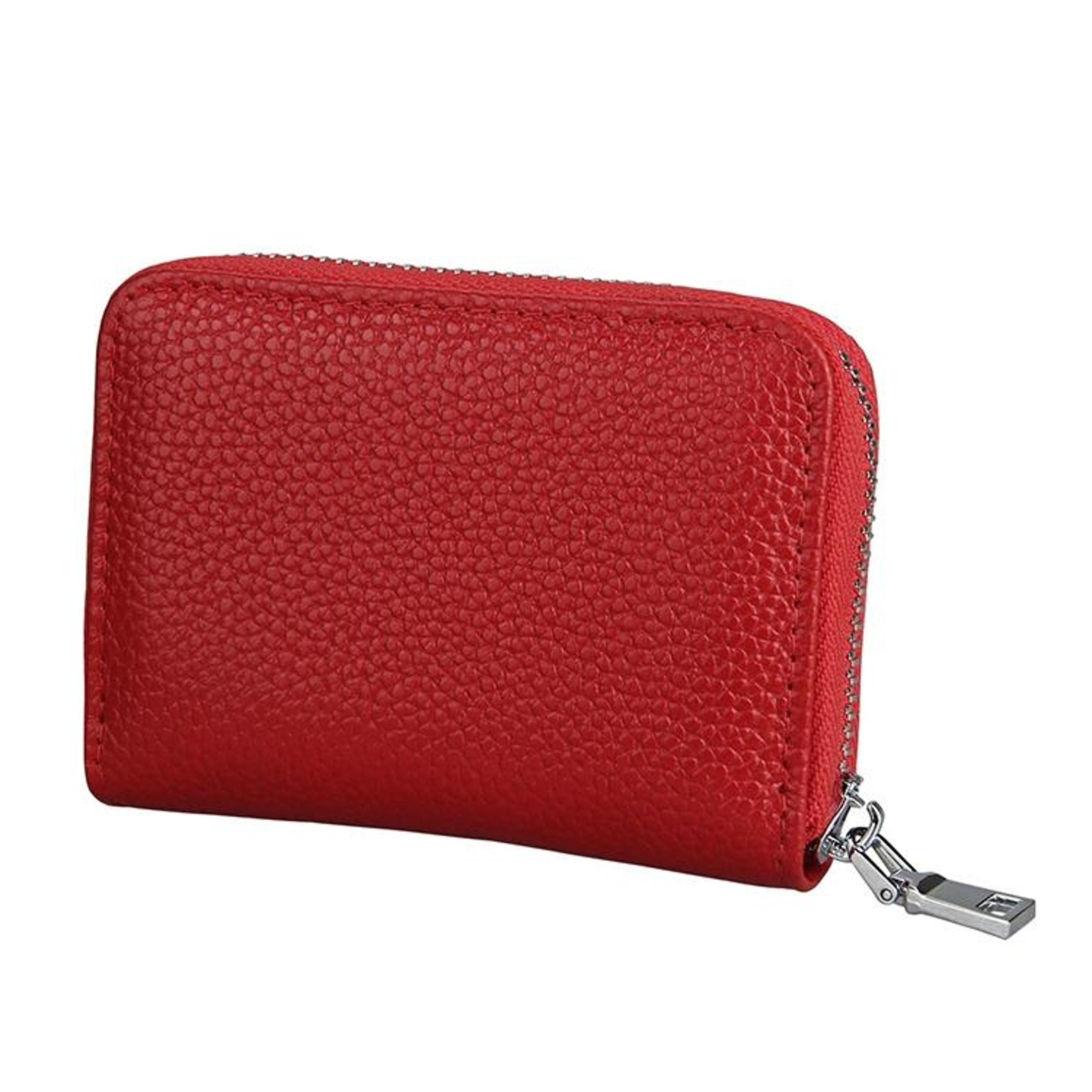 RFID Blocking Leather Card Holder Zipper Wallet Large Capacity Card Organizer 1