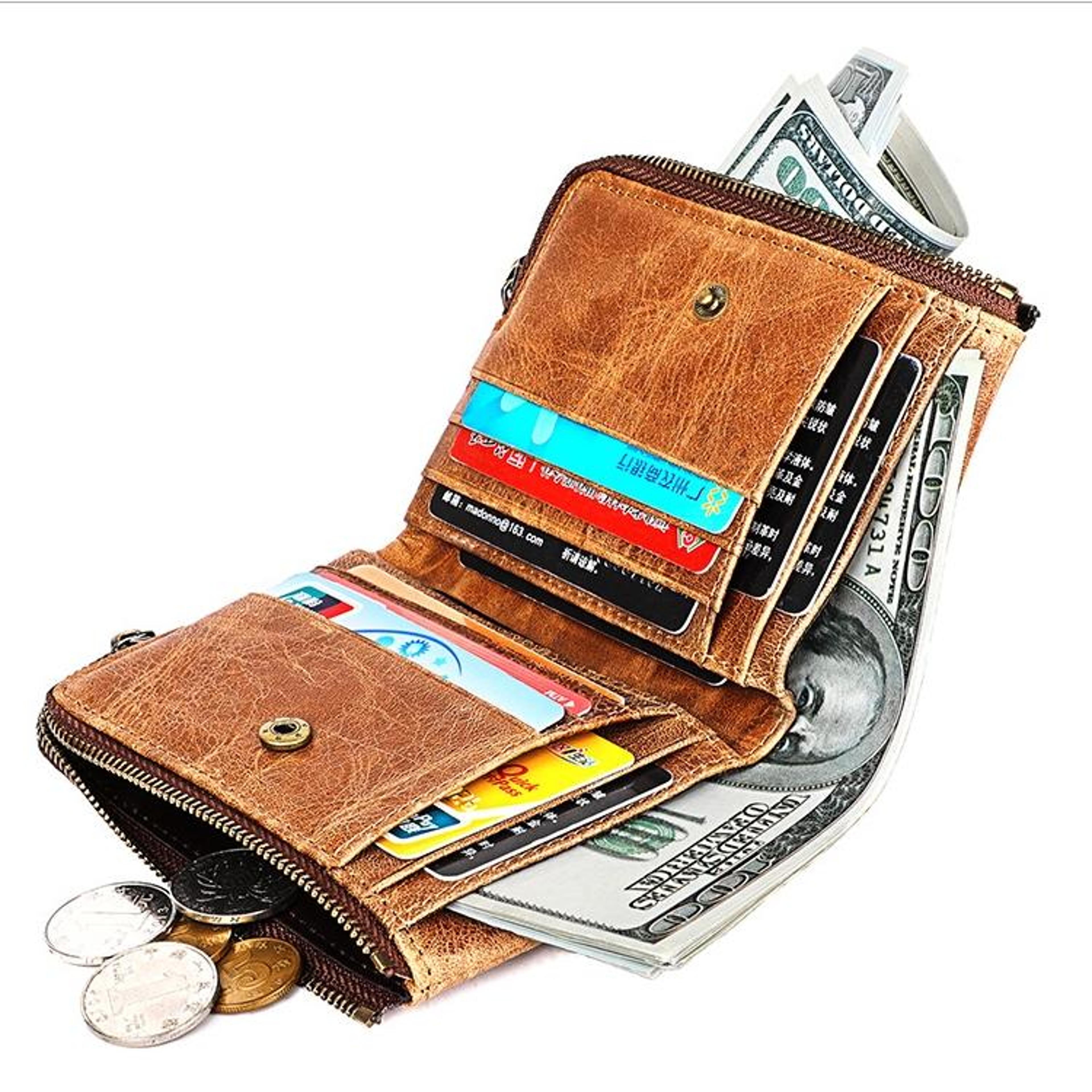 RFID Blocking Top Grain Leather Wallet For Men Crazy Horse Business Bifold Wallet 7
