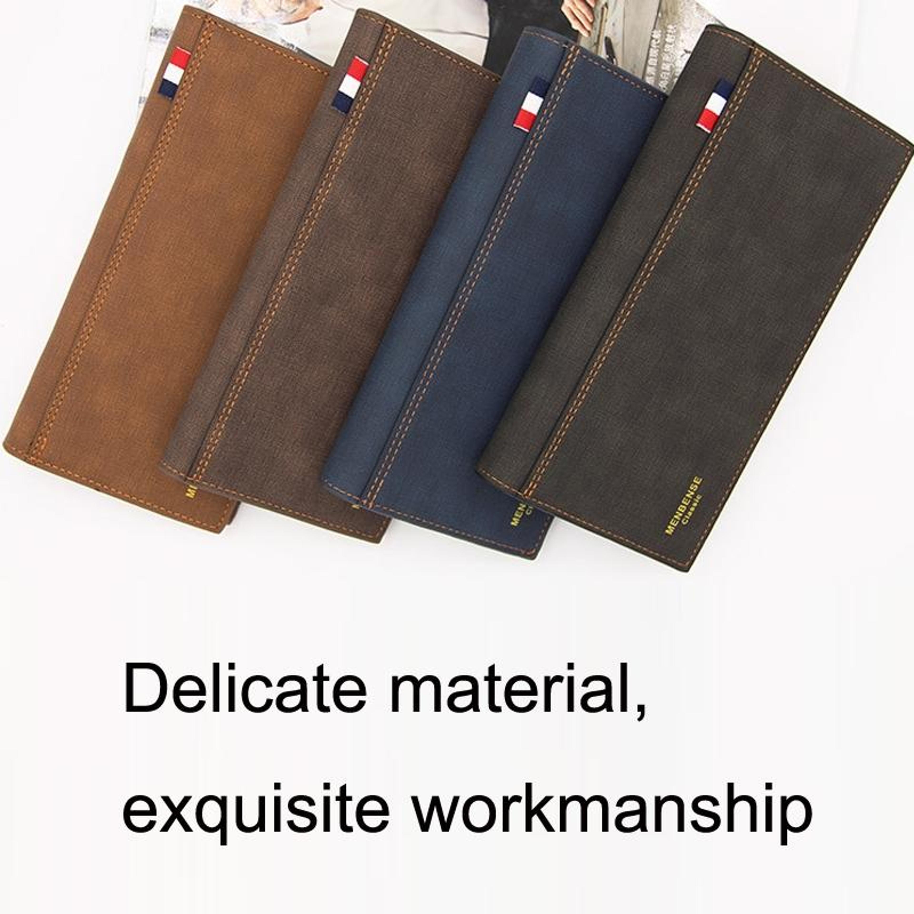 Large Capacity Trifold PU Leather Long Mens Wallet With Zipper Coin Pocket 4