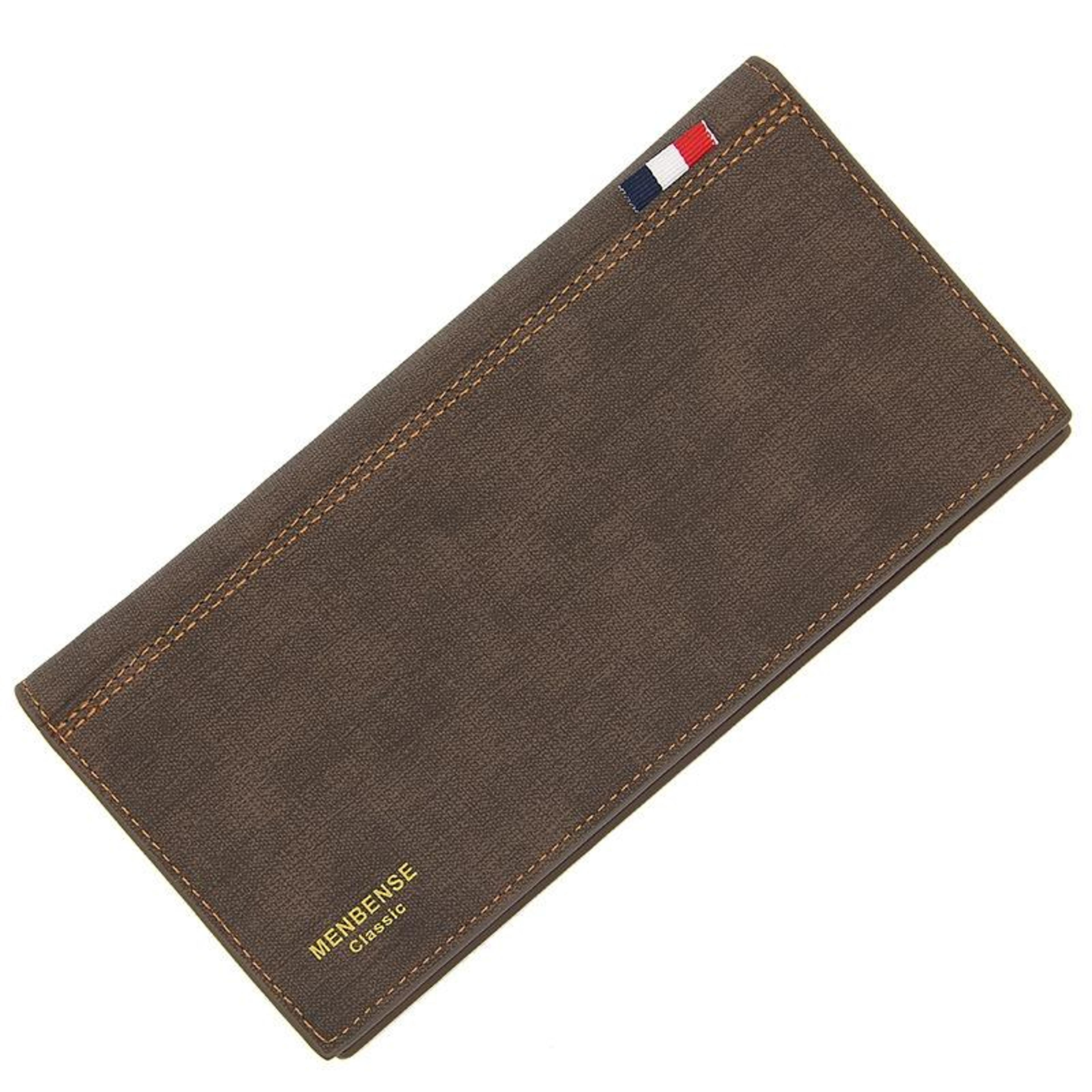 Large Capacity Trifold PU Leather Long Mens Wallet With Zipper Coin Pocket 7