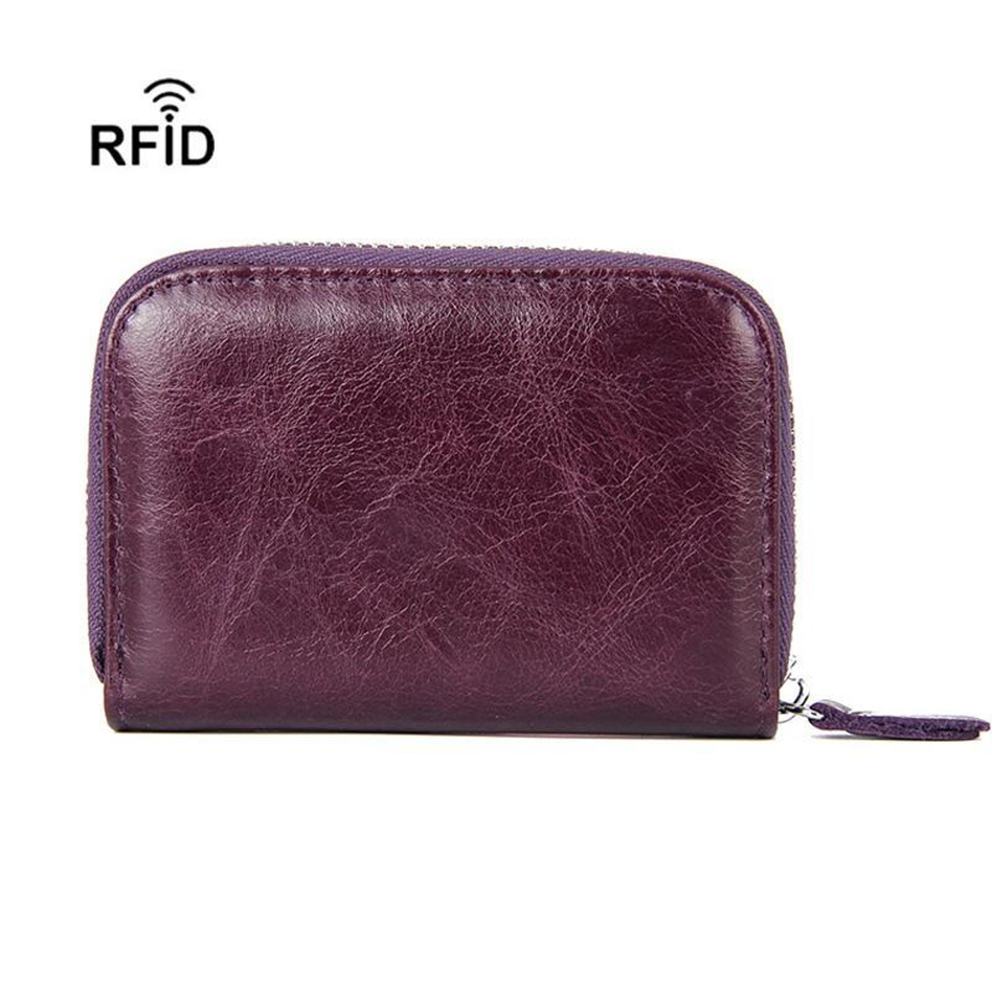 Leather RFID Card Holder Accordion Wallet With Multi Card Slots Secure Zipper ID Case 7