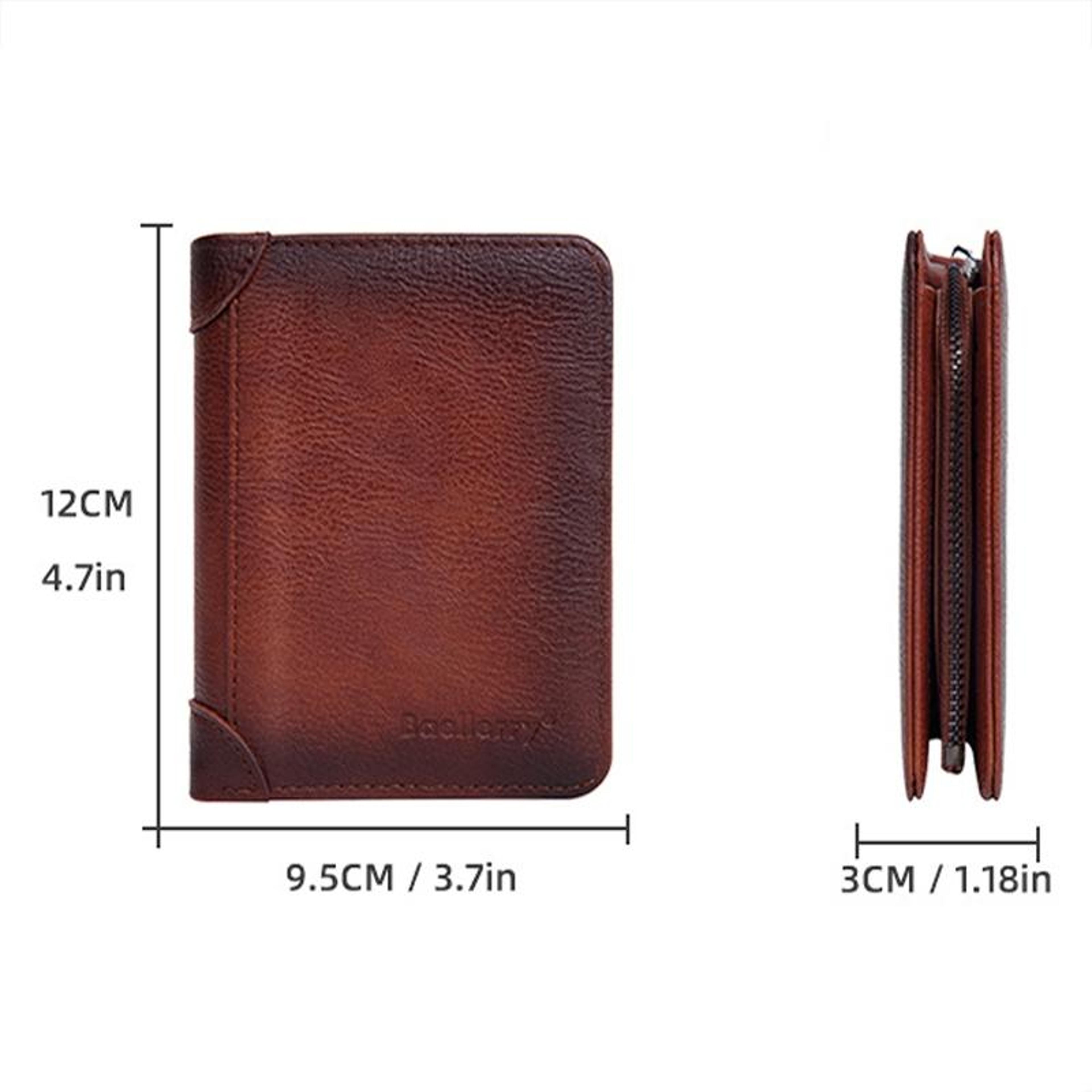 RFID Blocking Tri Fold Wallet Retro Leather Multi Card Holder Compact Short Wallet 2