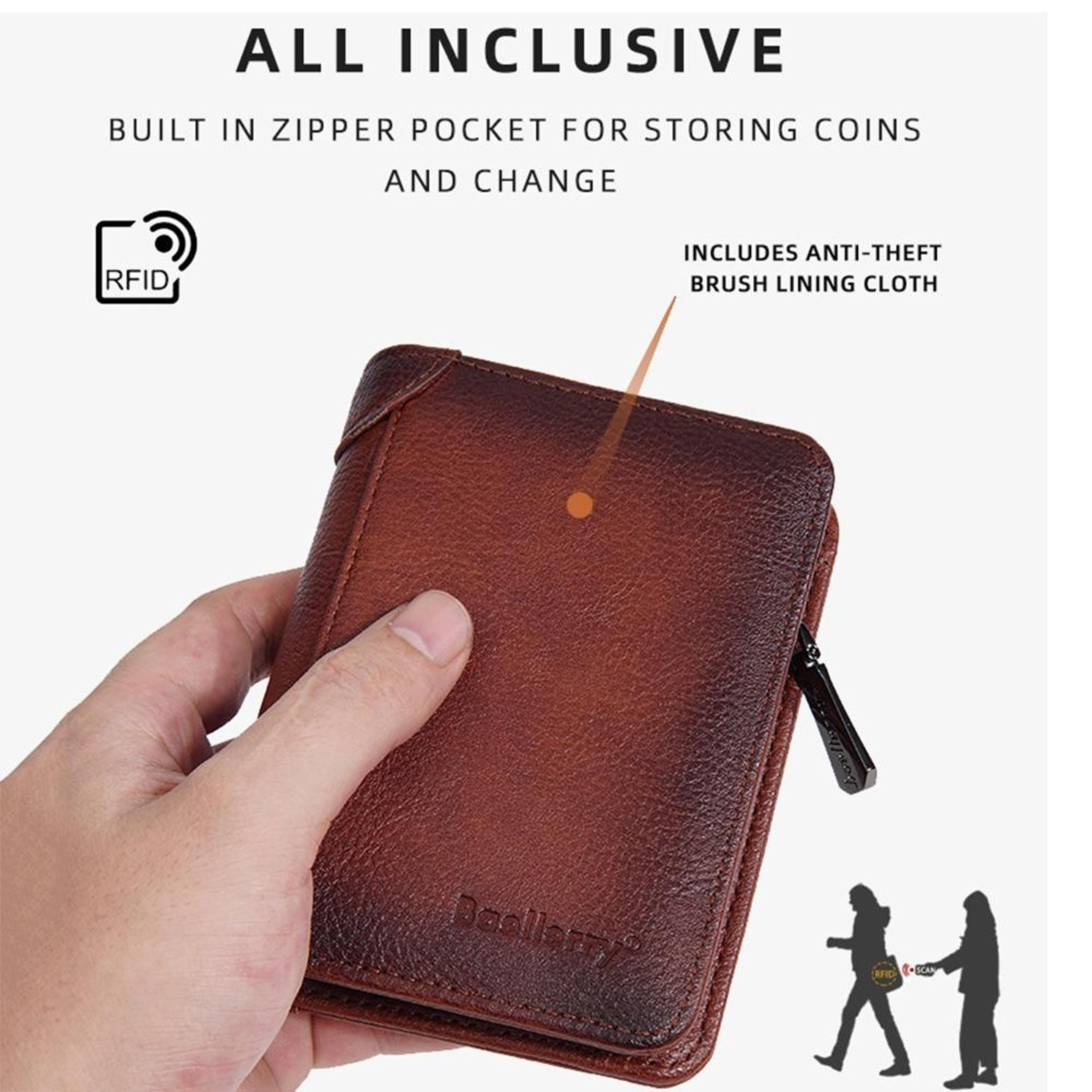 RFID Blocking Tri Fold Wallet Retro Leather Multi Card Holder Compact Short Wallet 3