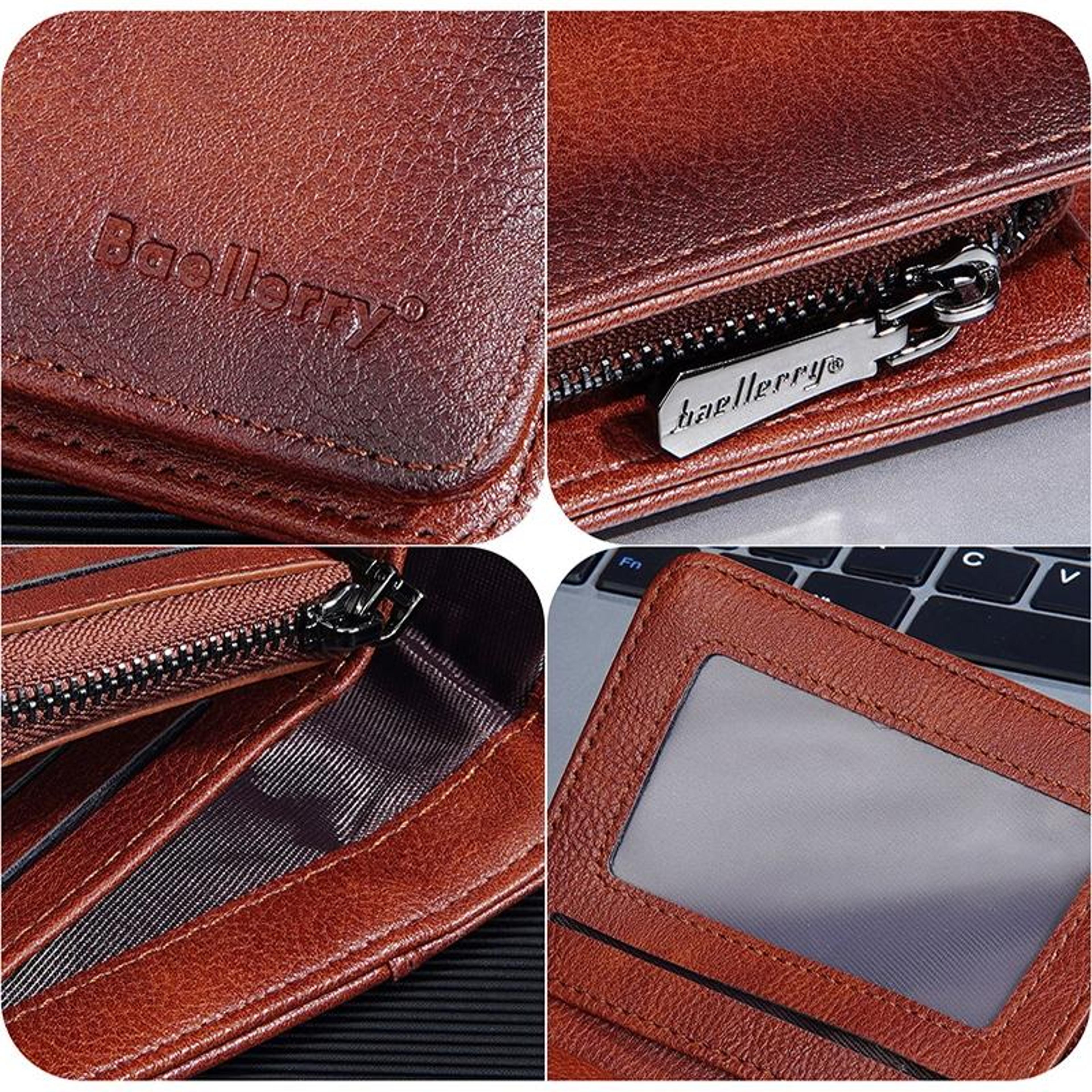 RFID Blocking Tri Fold Wallet Retro Leather Multi Card Holder Compact Short Wallet 5