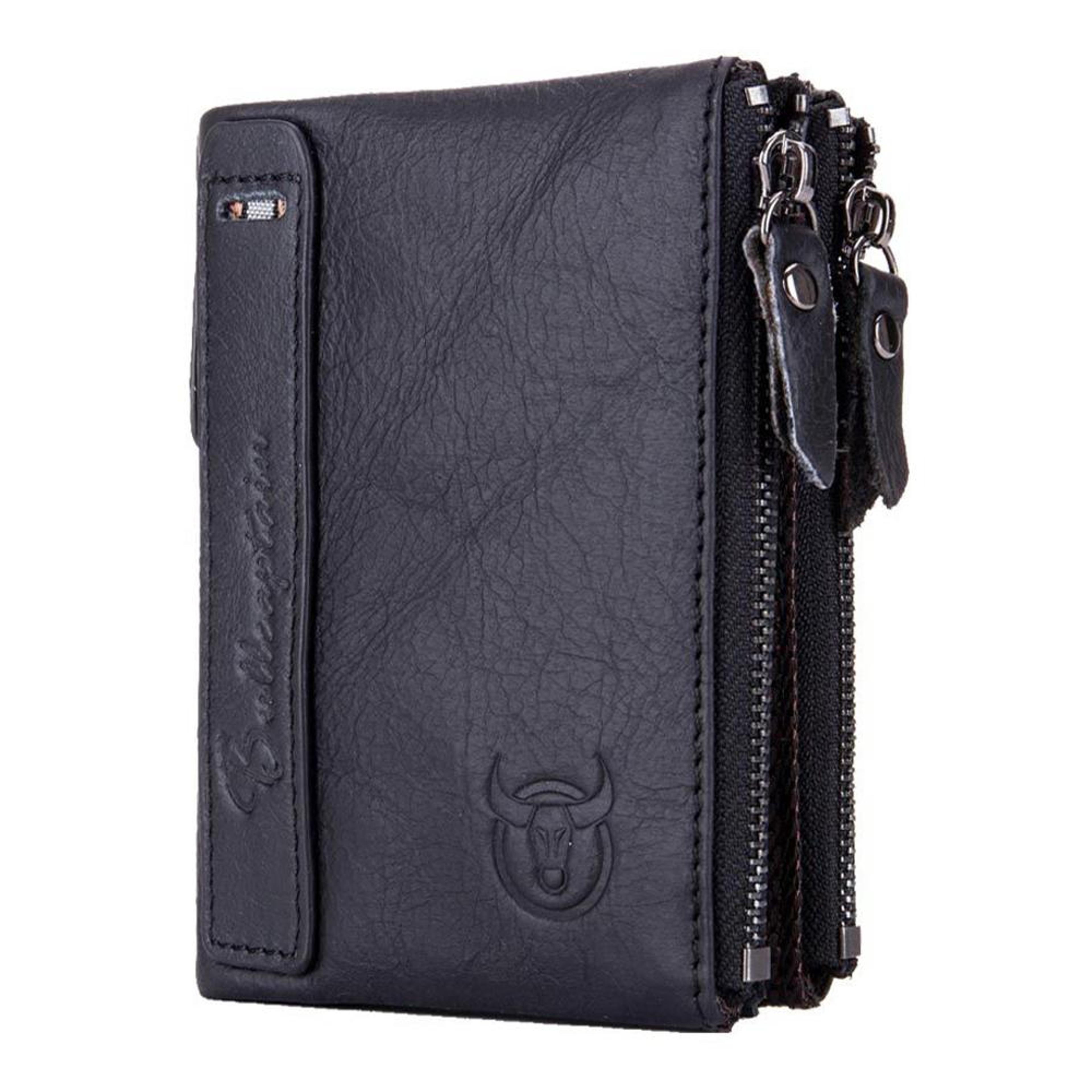 Retro Genuine Leather Wallet RFID Blocking Bifold Card Holder With Zipper Coin Pocket 11