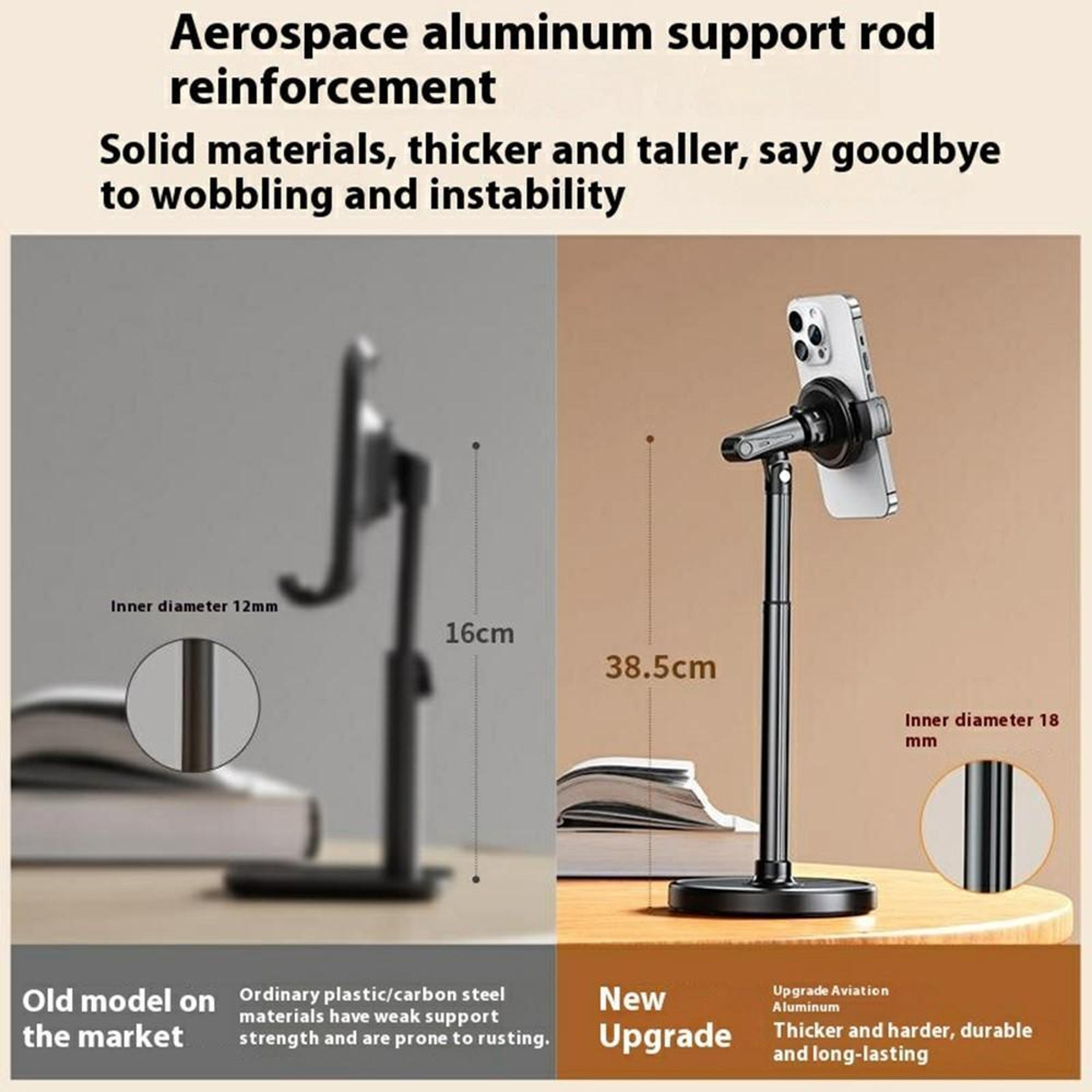 T16 Adjustable Phone Stand With 360 Rotating Mount And Extended Height For Desk Recording 3