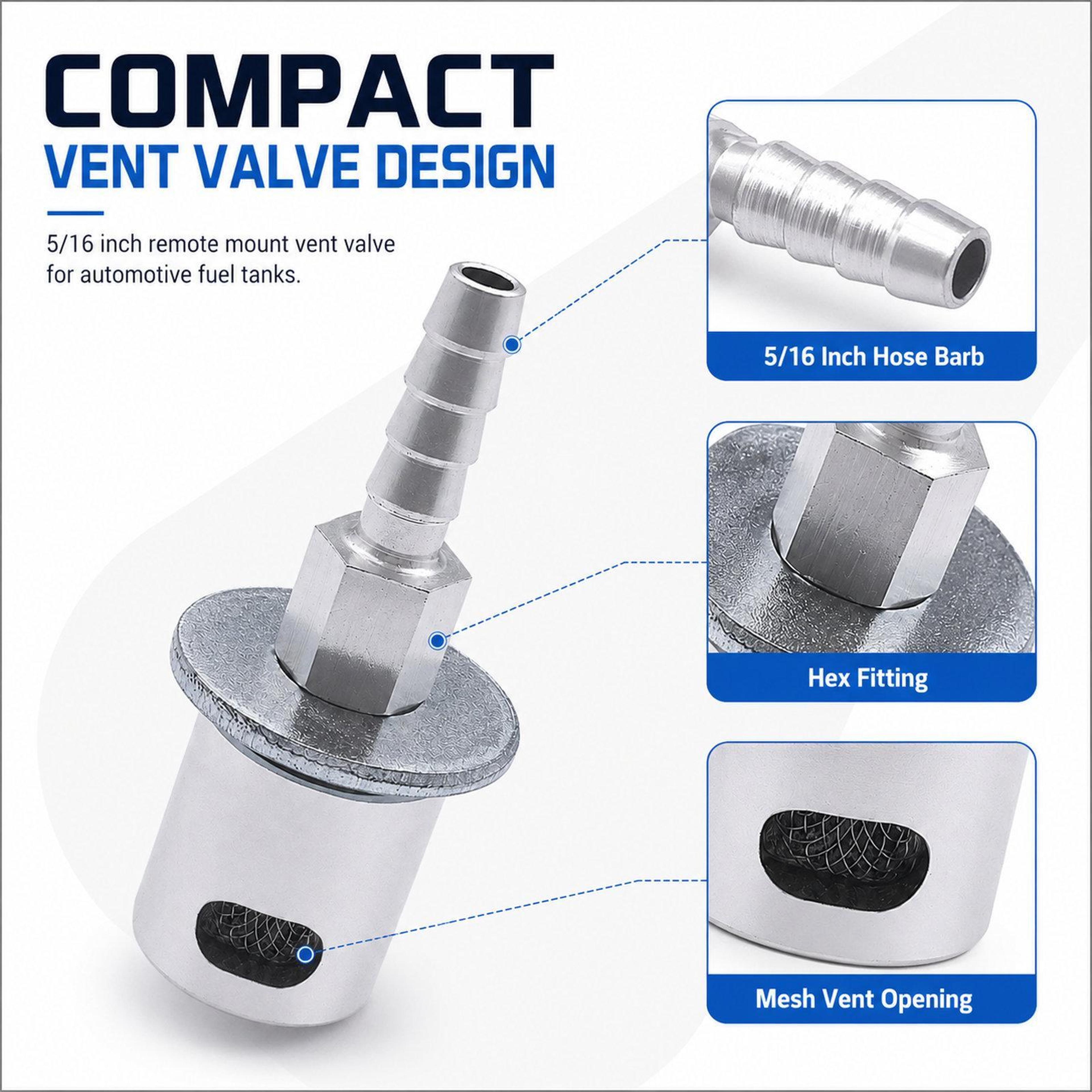 516 Inch Fuel Tank Vent Valve Remote Mount Rollover Vent Valve With Check Valve Protection 3