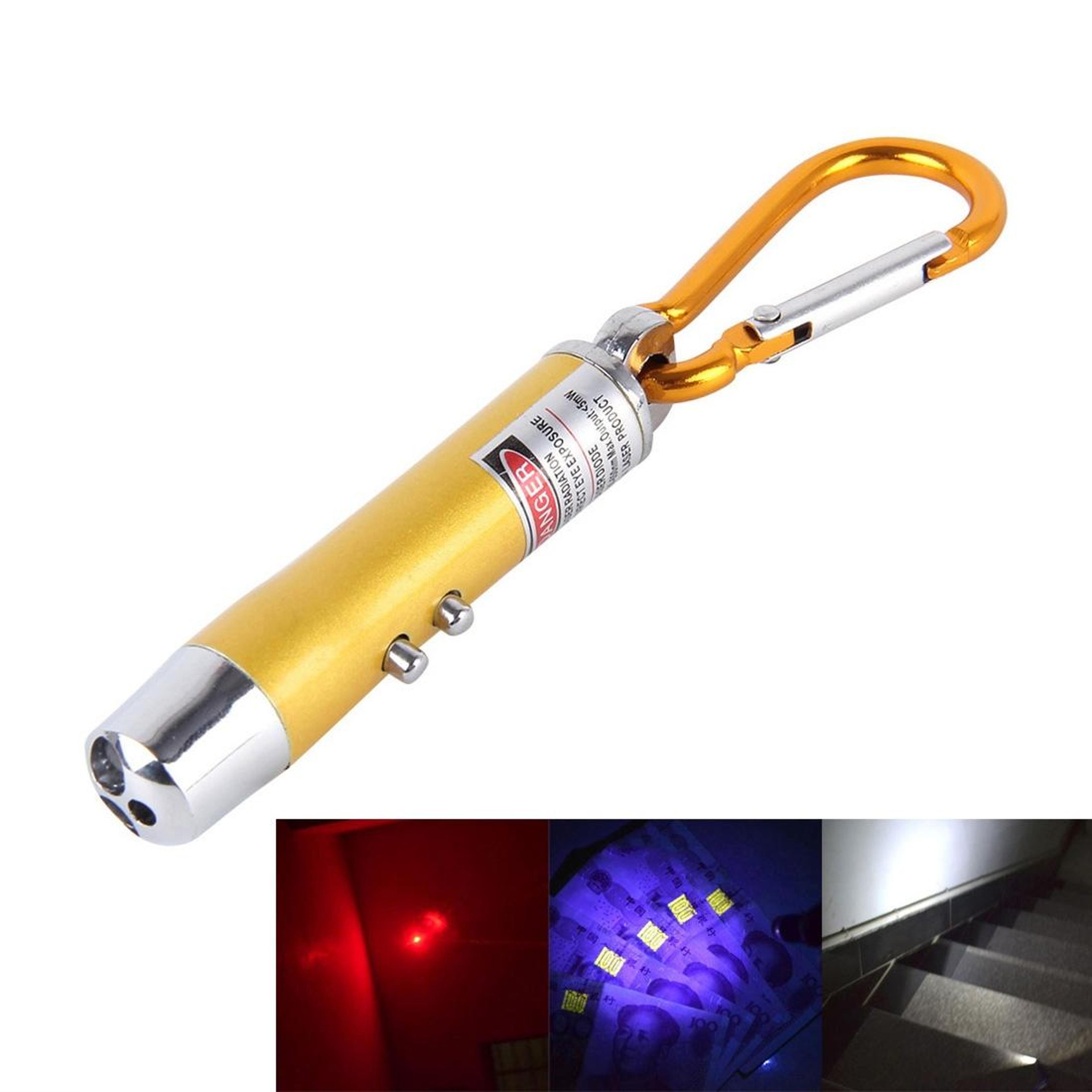 2PCS Keychain Flashlight Mini LED Waterproof EDC Light With UV Money Detector  Laser Pointer 8