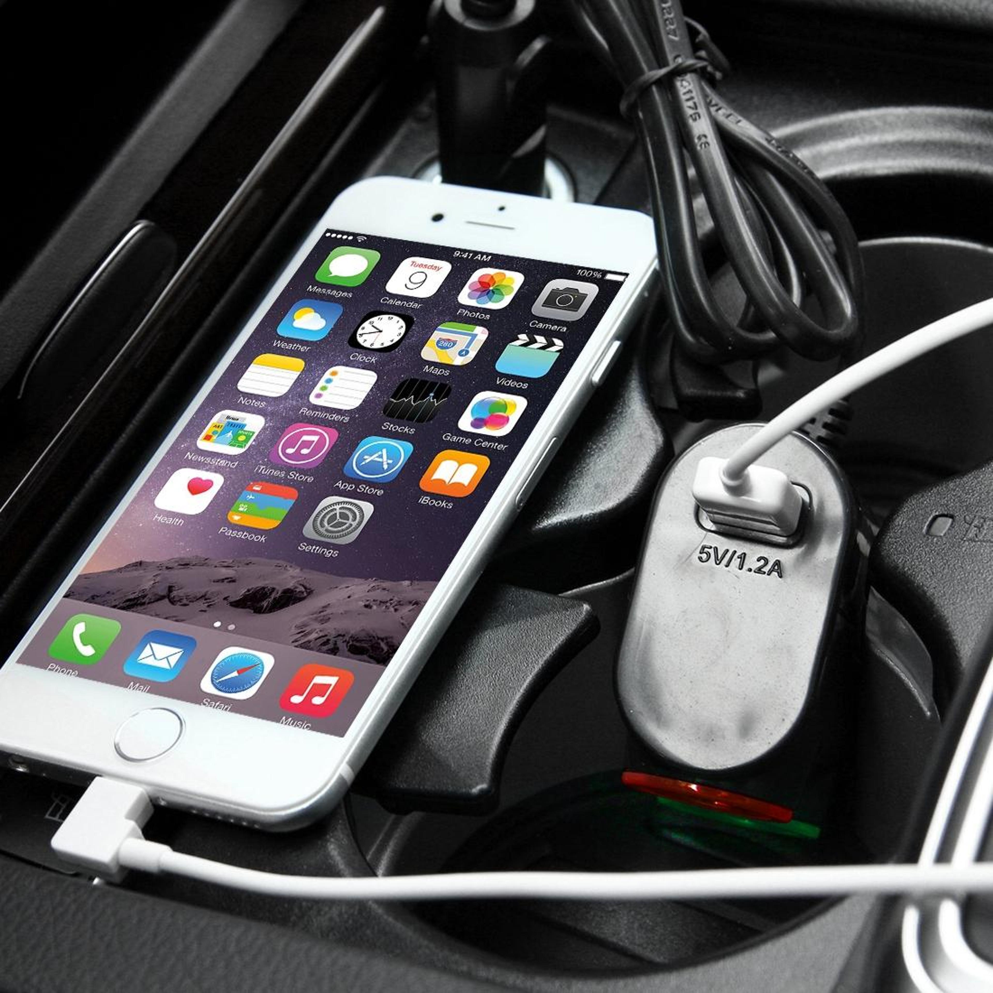 USB Car Charger With Dual Car Cigarette Lighter Socket  LED Light 5