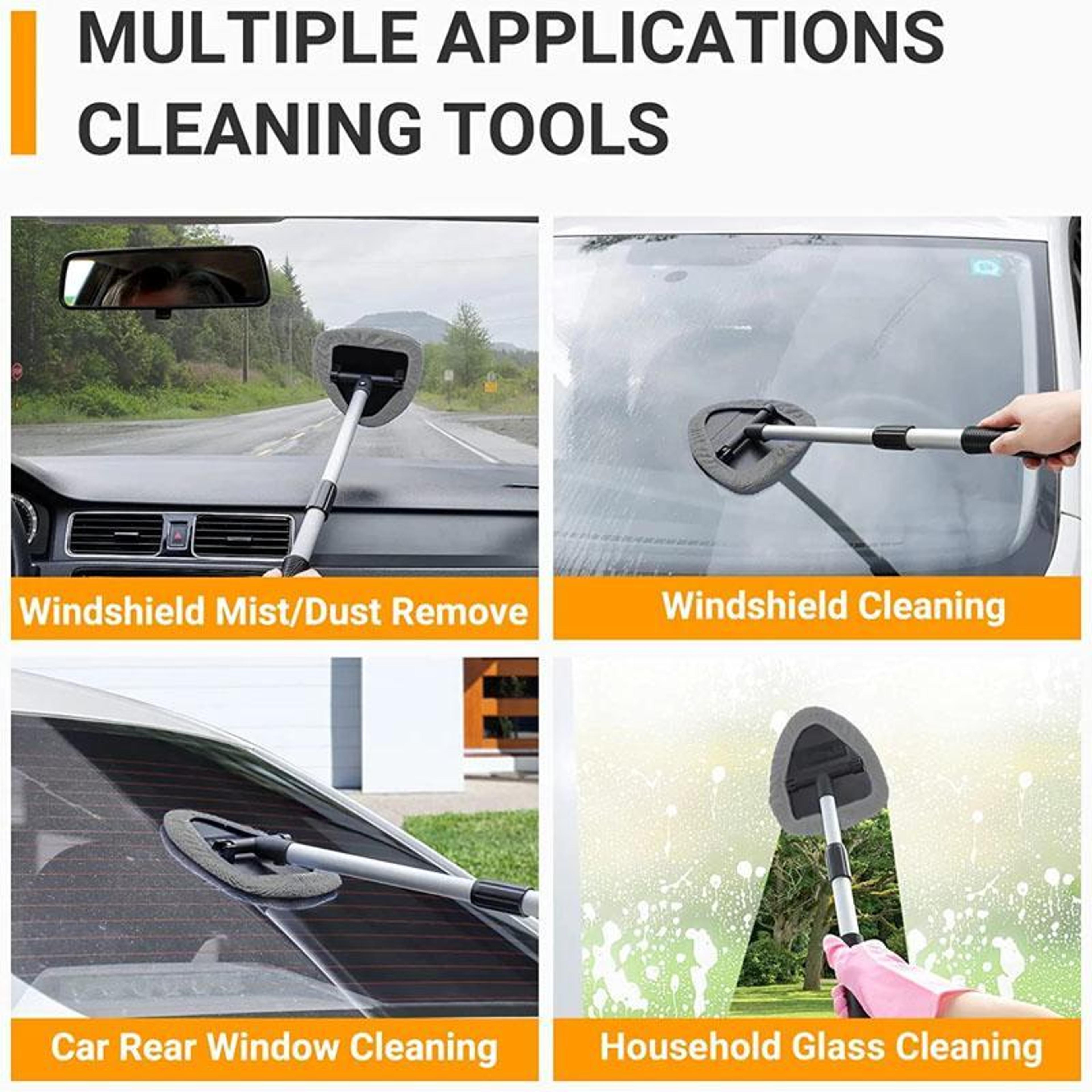 Retractable Car Windshield Cleaner With Microfiber Pad  Extendable Window Cleaning Brush 4
