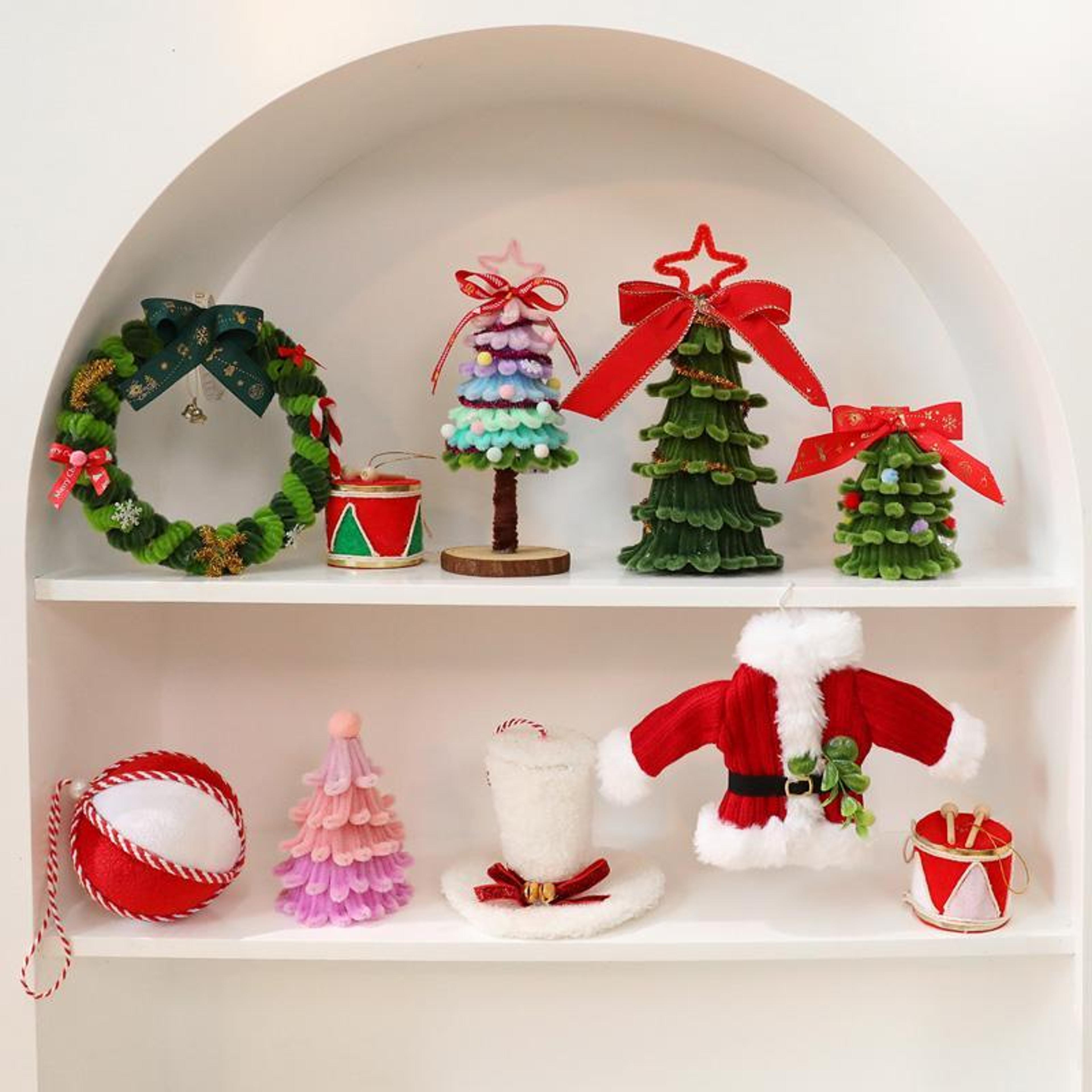 Festive Mini Christmas Tree Tabletop Christmas Decoration Plush Hanging Ornament 1